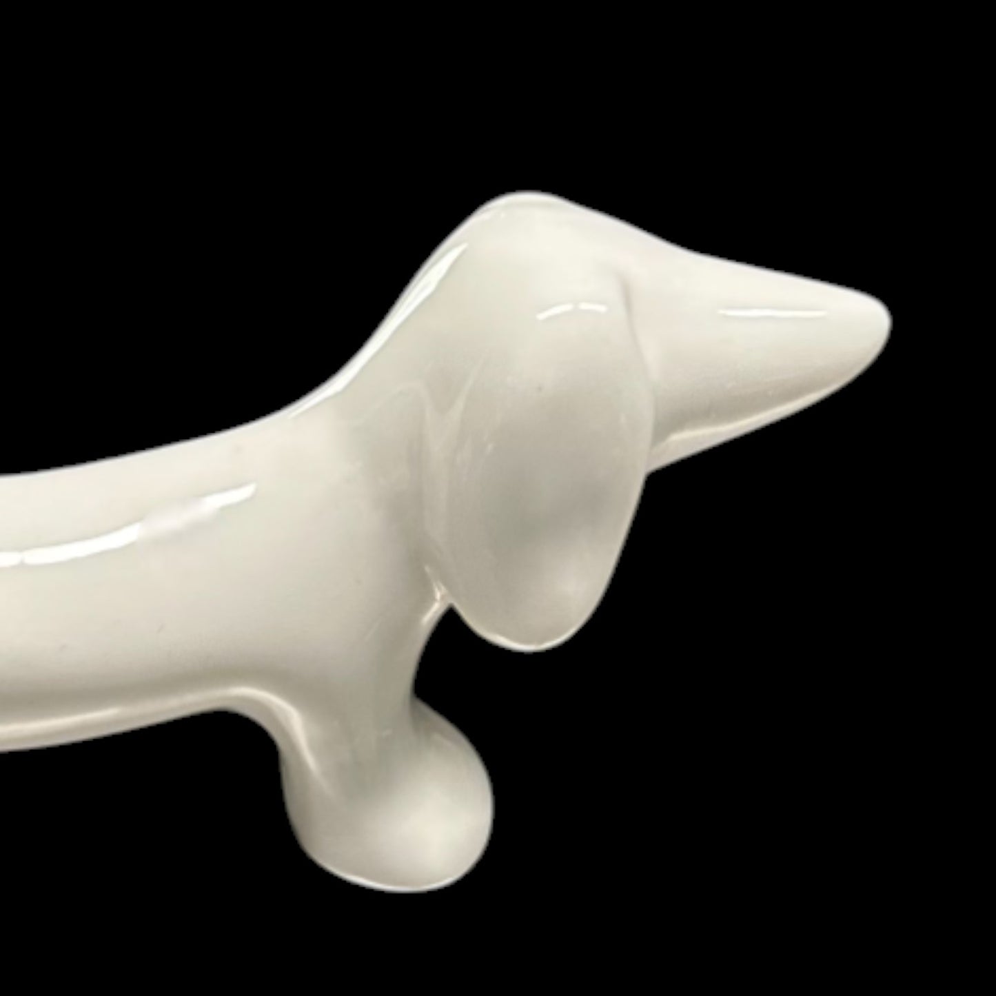 Dachshund Ring Holder – White Ceramic