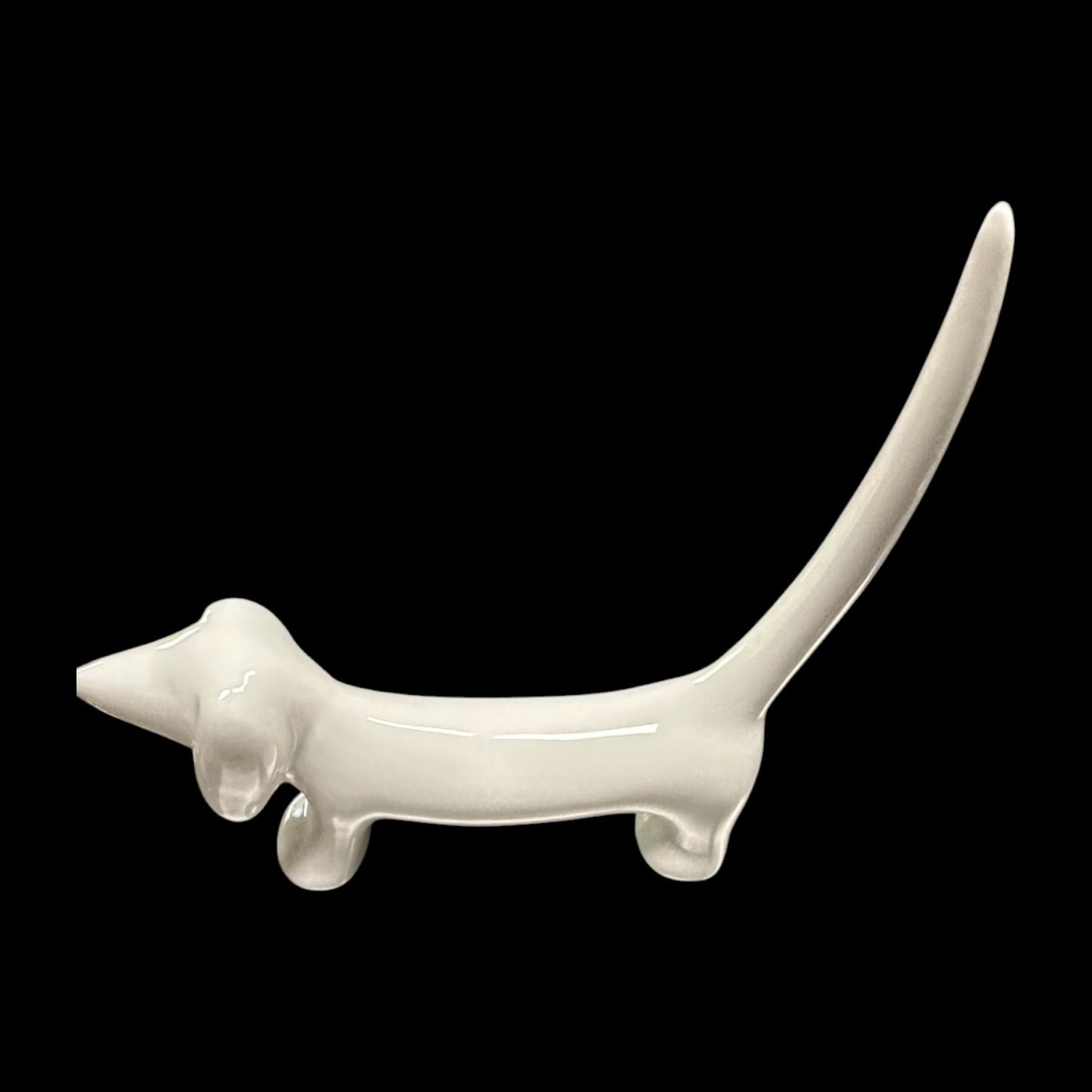 Dachshund Ring Holder – White Ceramic