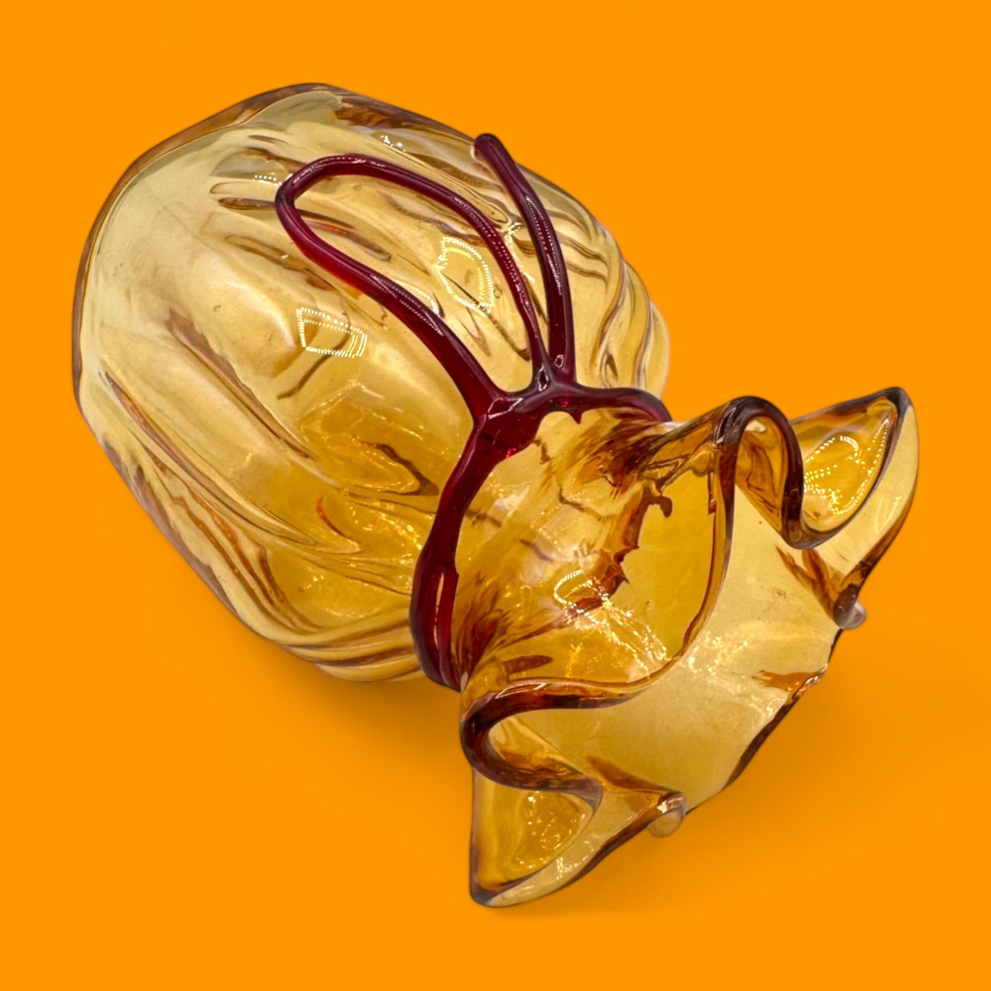 Rare Amber Ribbed Glass Sack Vase – Vintage
