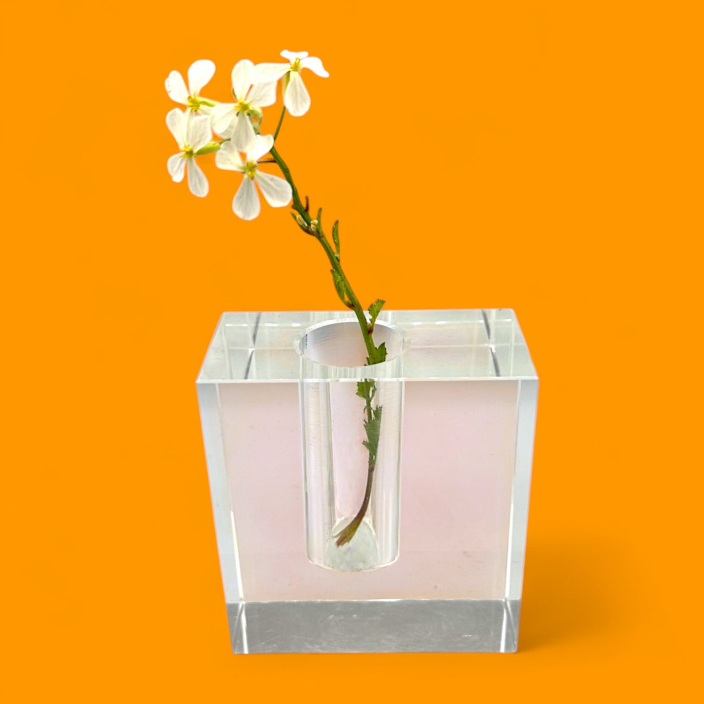 Vintage Minimalist Crystal Bud Vase - MCM Modern