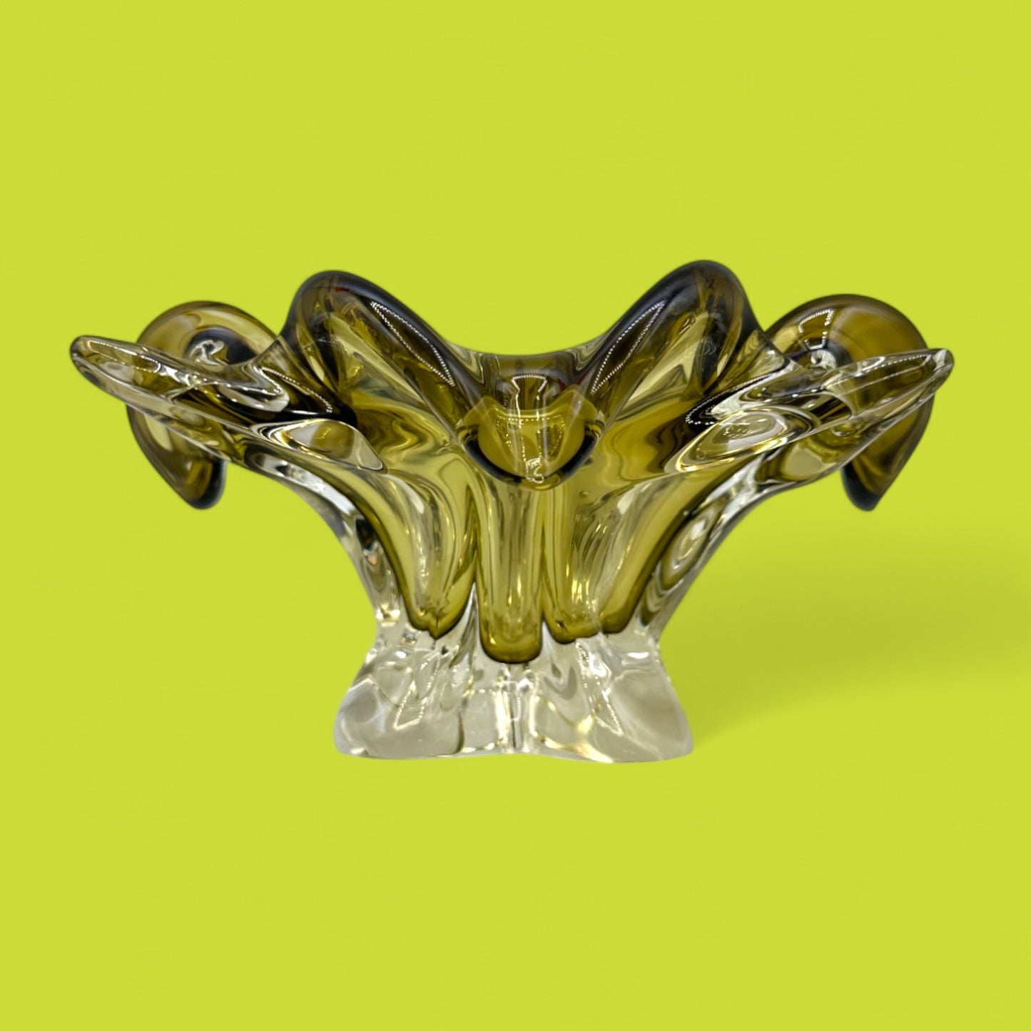 Vintage Chalet Green Glass Bowl – Handmade Canadian MCM