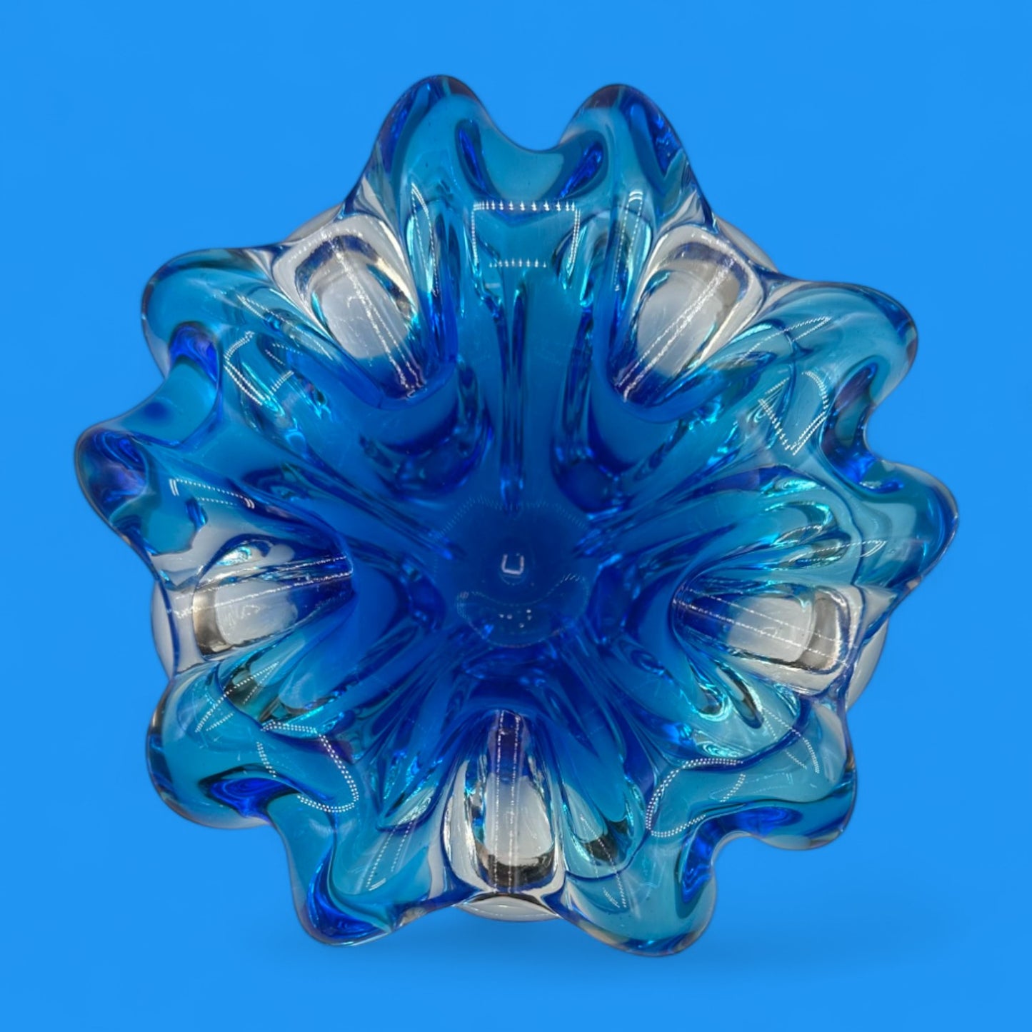 Vintage Blue Art Glass Bowl – Handmade Canadian MCM
