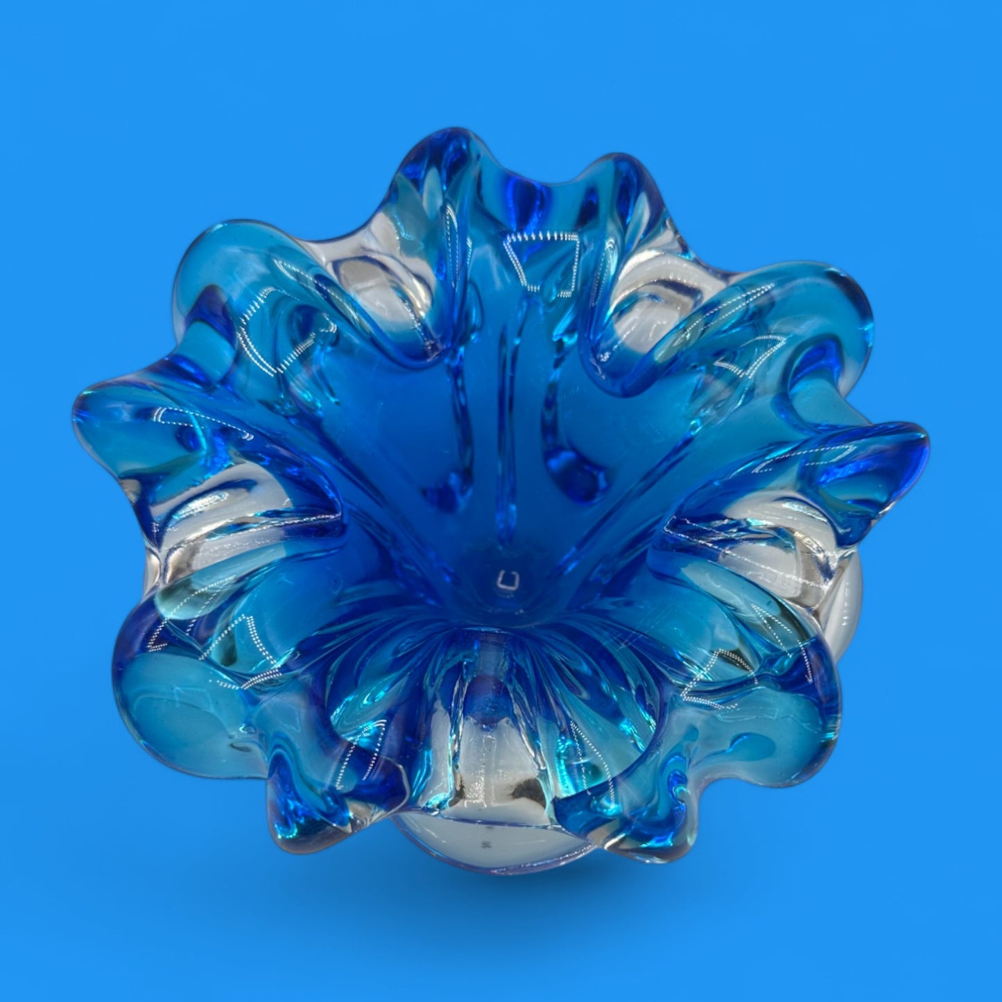 Vintage Blue Art Glass Bowl – Handmade Canadian MCM