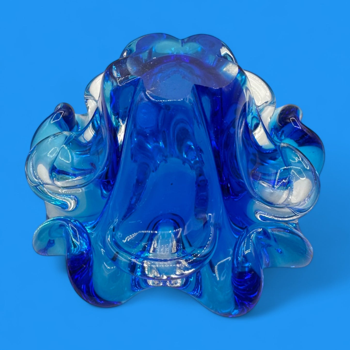Vintage Blue Art Glass Bowl – Handmade Canadian MCM