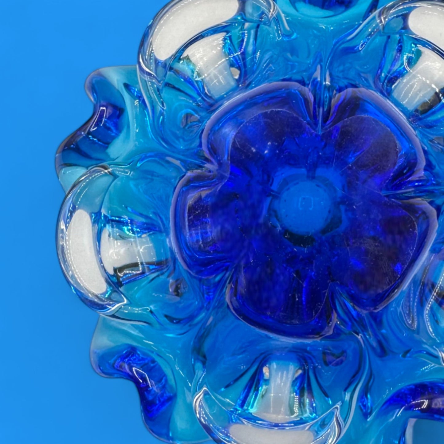 Vintage Blue Art Glass Bowl – Handmade Canadian MCM
