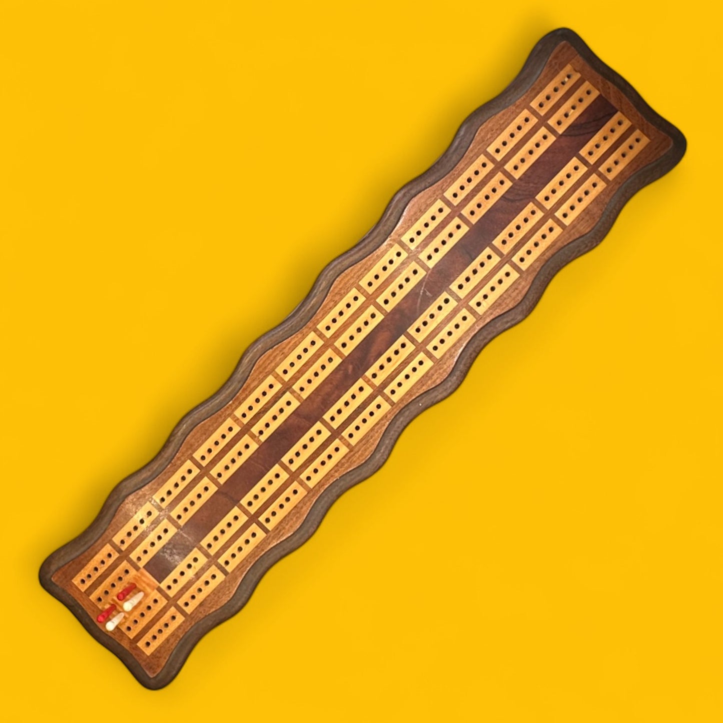 Vintage Wooden Cribbage / Crib Board with Magnetic Drawer