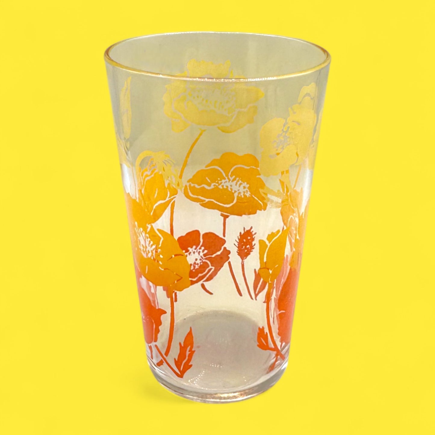 4 Anchor Hocking Morning Glory Flower Juice Glasses – Vintage 70s Retro Floral Drinkware