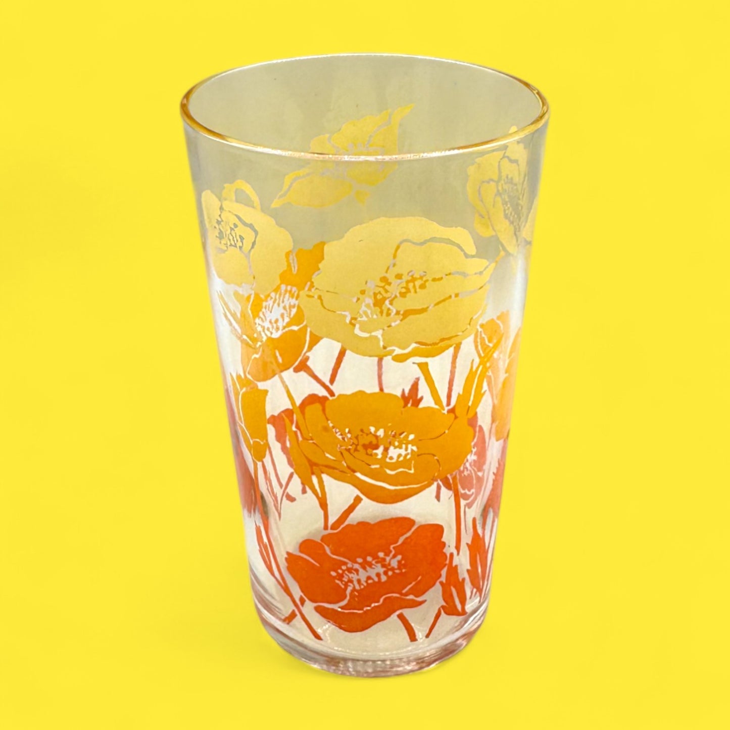 4 Anchor Hocking Morning Glory Flower Juice Glasses – Vintage 70s Retro Floral Drinkware