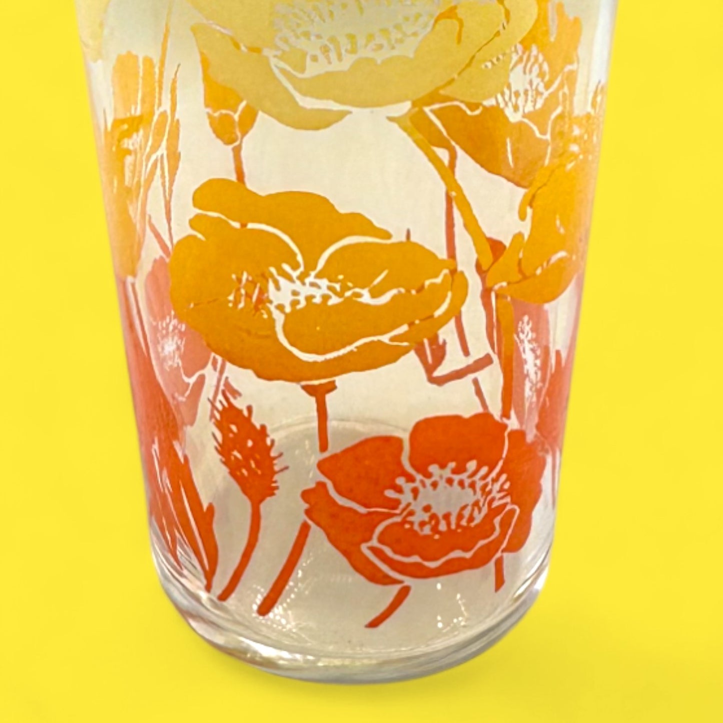 4 Anchor Hocking Morning Glory Flower Juice Glasses – Vintage 70s Retro Floral Drinkware