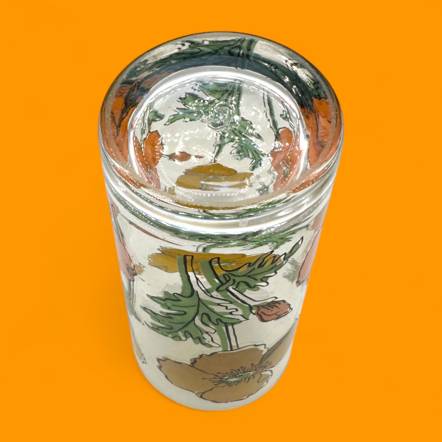 5 Vintage Juice Glasses with Poppy Flowers – Mid-Century Floral