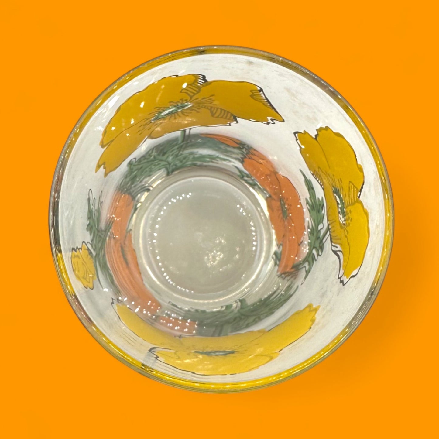 5 Vintage Juice Glasses with Poppy Flowers – Mid-Century Floral