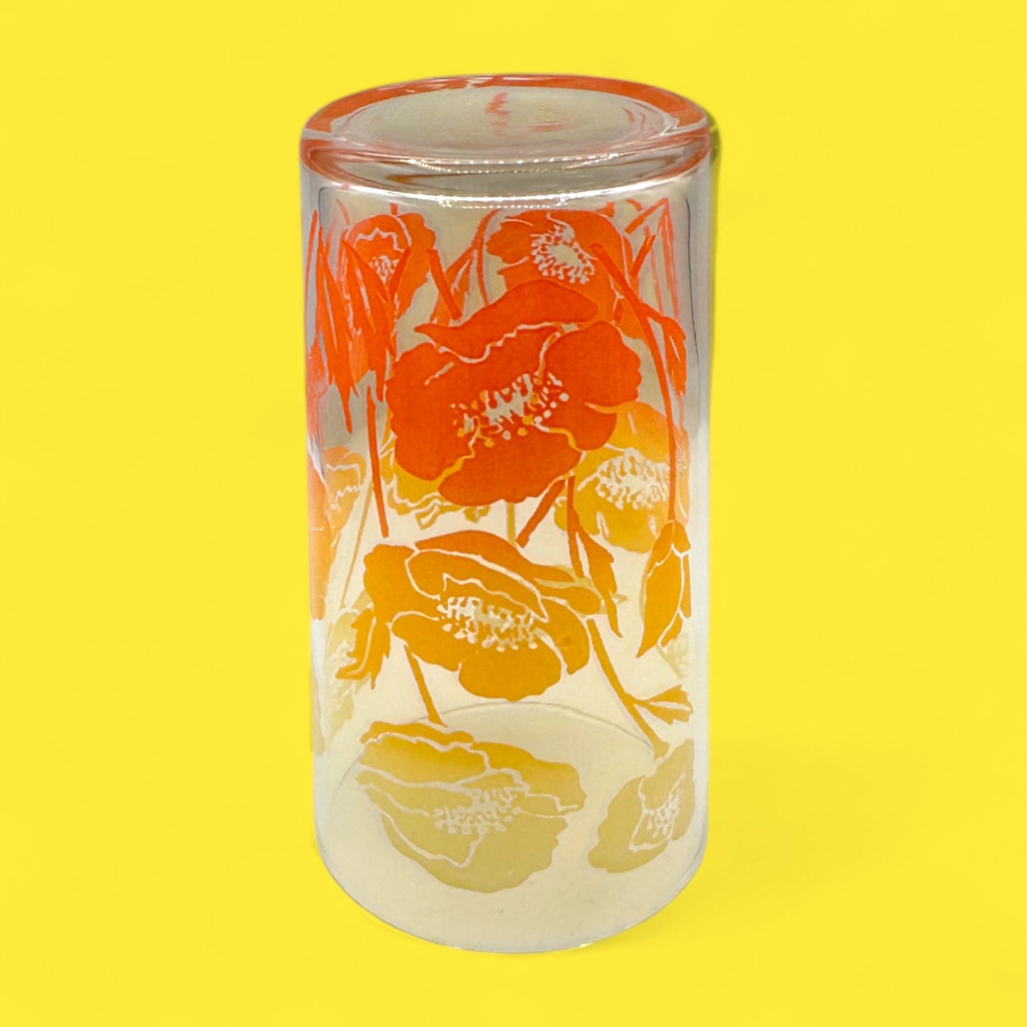 4 Anchor Hocking Morning Glory Flower Juice Glasses – Vintage 70s Retro Floral Drinkware