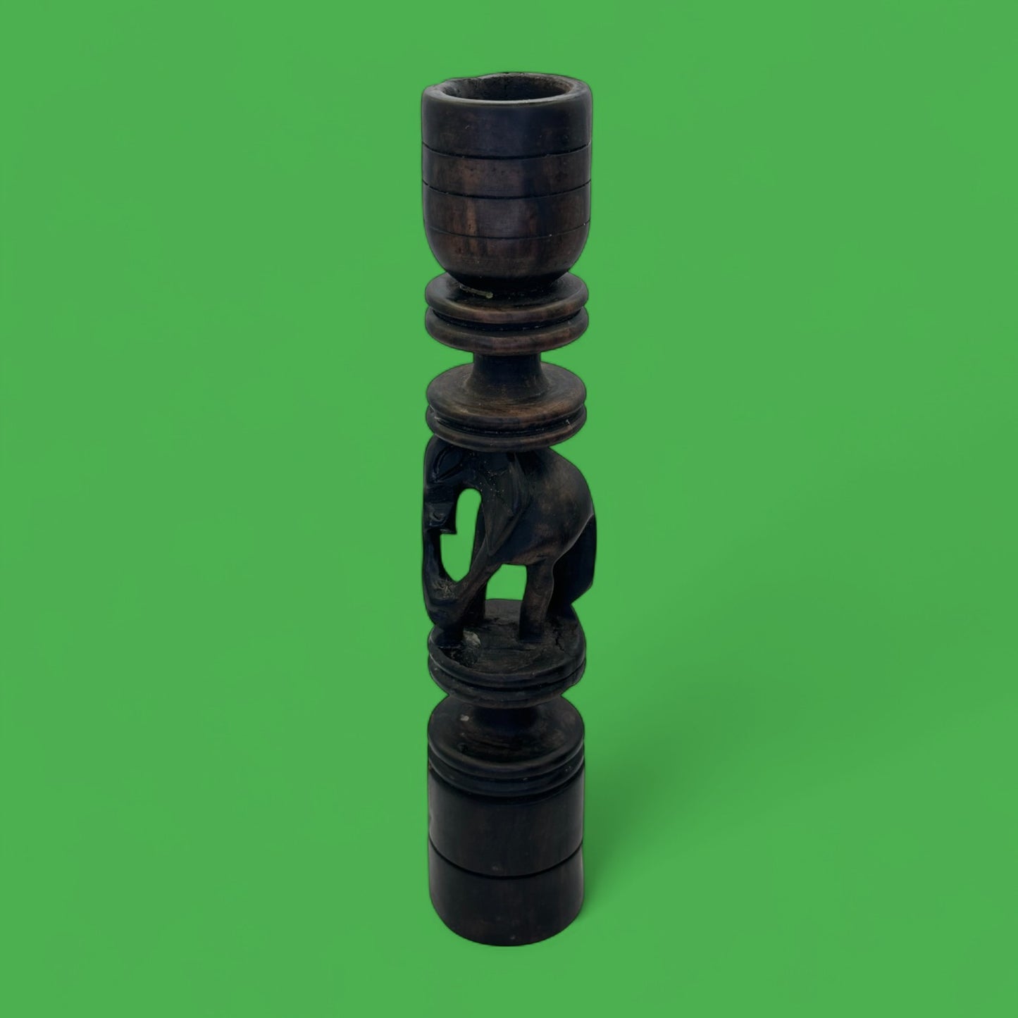 Pair of Hand-Carved African Elephant Candle Holders – Hardwood Tribal Art