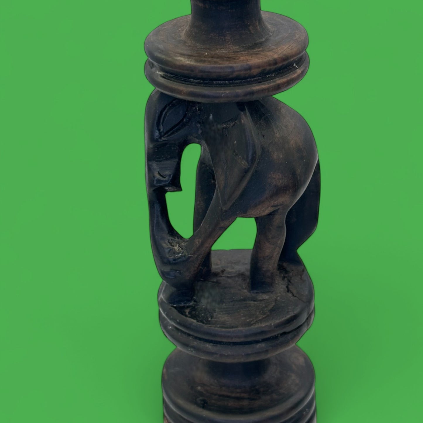 Pair of Hand-Carved African Elephant Candle Holders – Hardwood Tribal Art