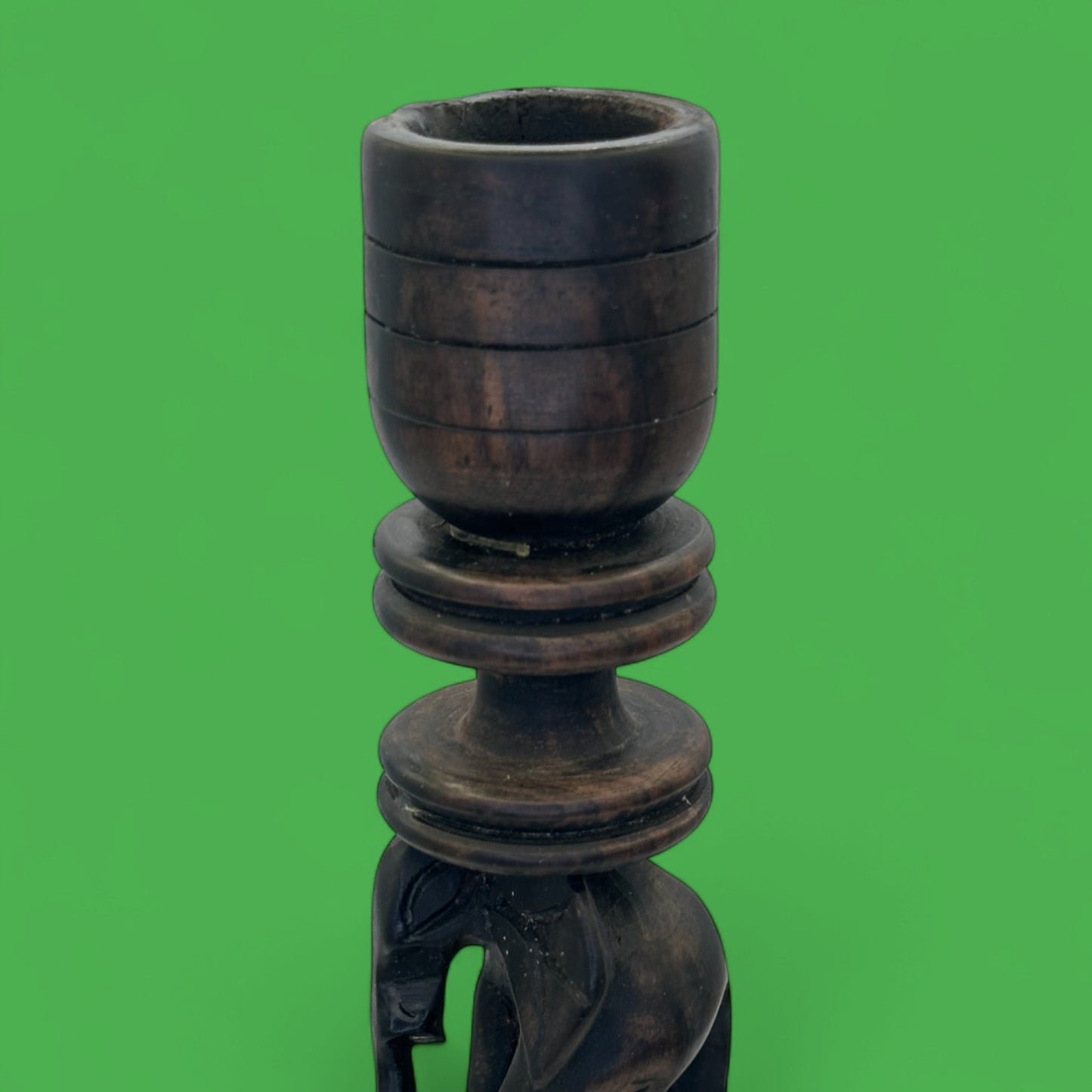 Pair of Hand-Carved African Elephant Candle Holders – Hardwood Tribal Art