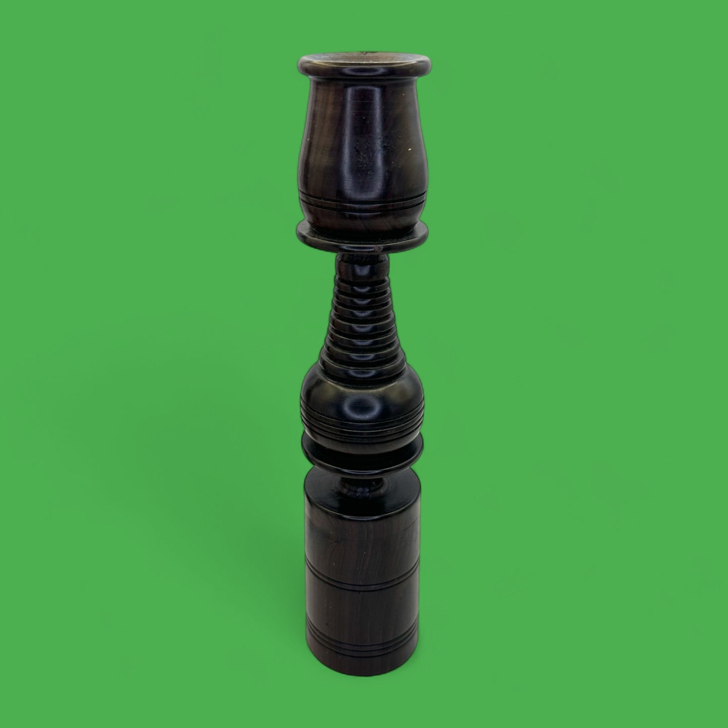 Pair of Vintage Hardwood Candle Holders – Hand-Turned Dark Wood MCM