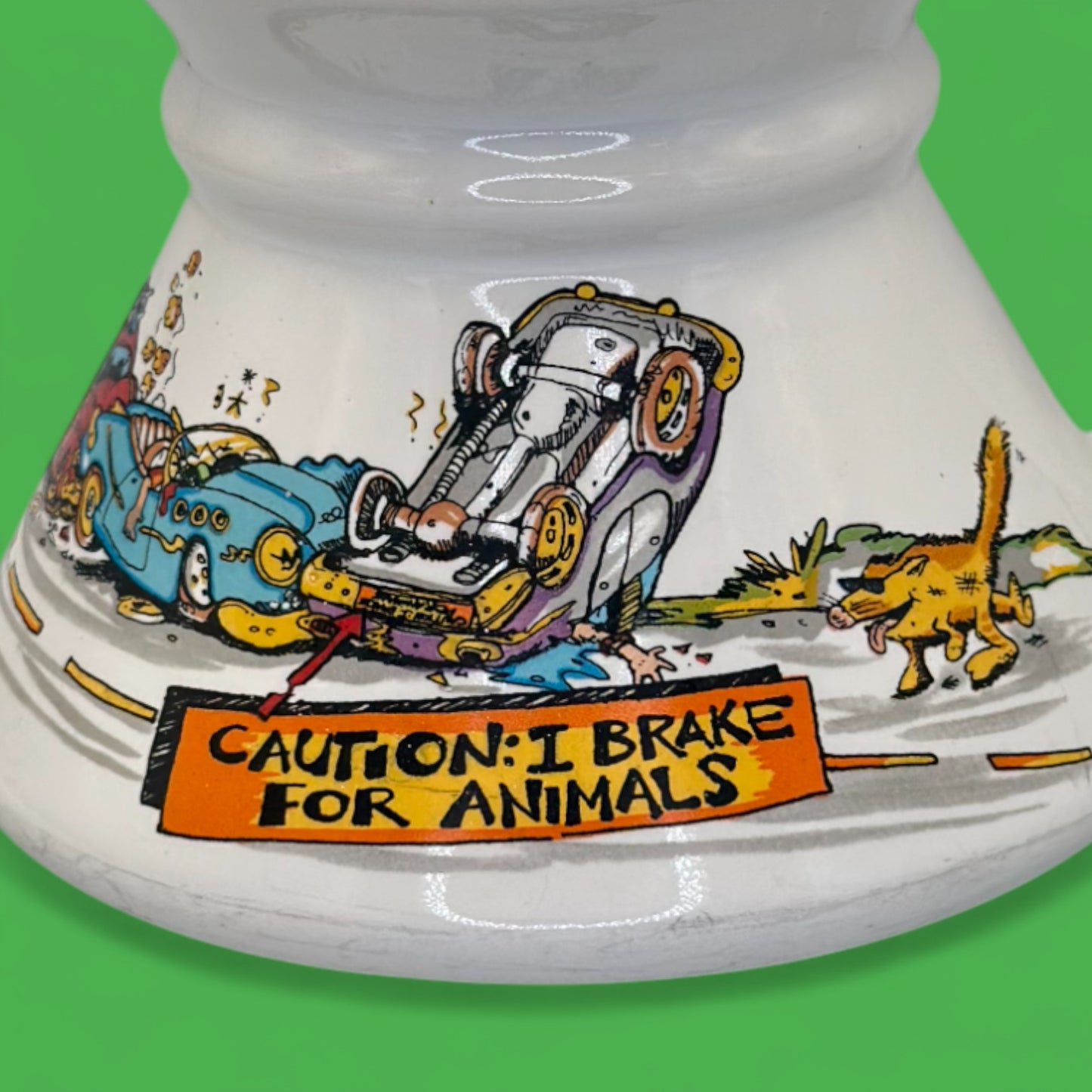 Vintage No Spill Mug – “Caution I Brake for Animals” John Lamb Replacement Mug