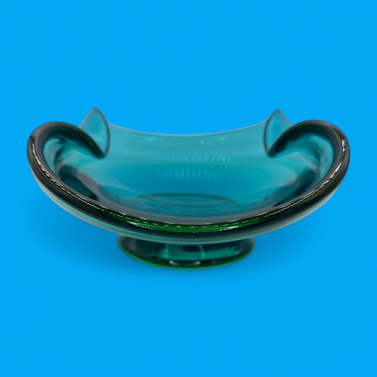 Murano Aqua Blue Art Glass Bowl Large Mid-Century Modern (MCM)