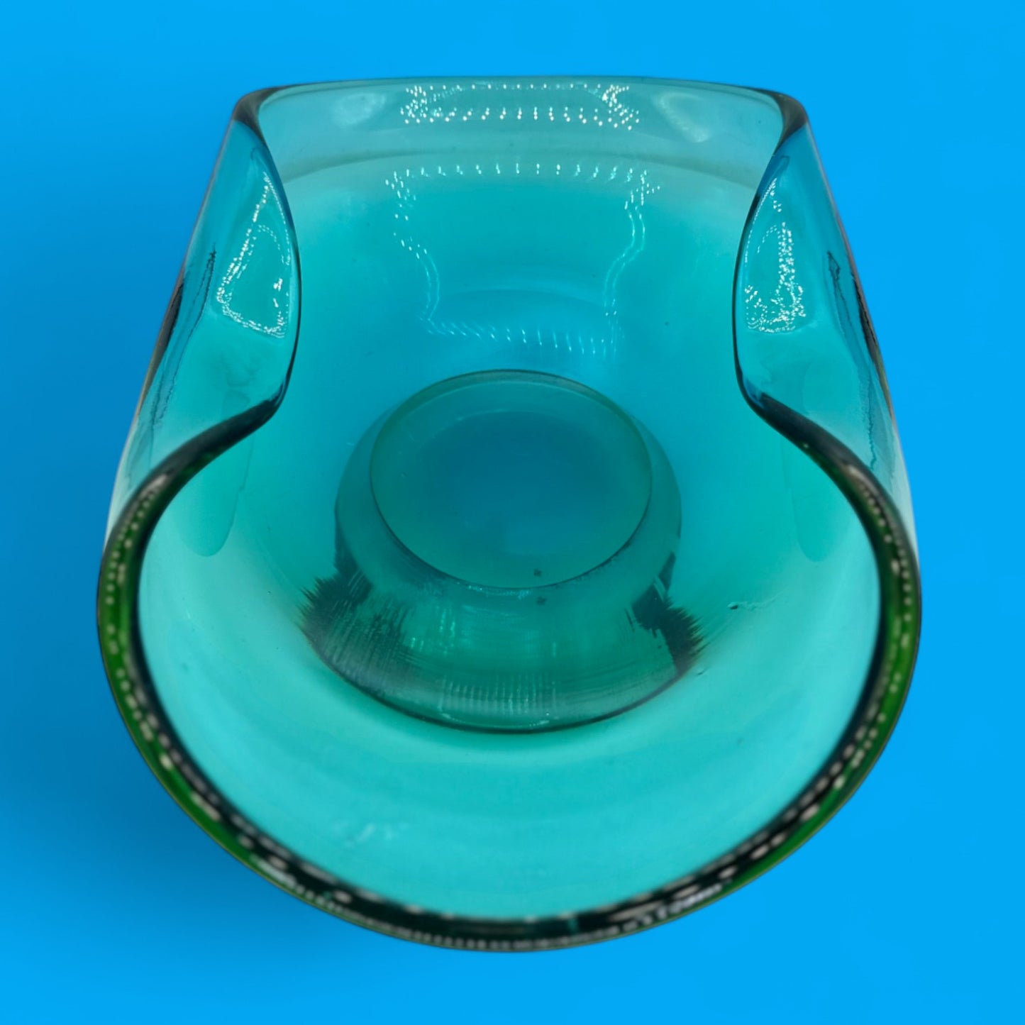 Murano Aqua Blue Art Glass Bowl Large Mid-Century Modern (MCM)