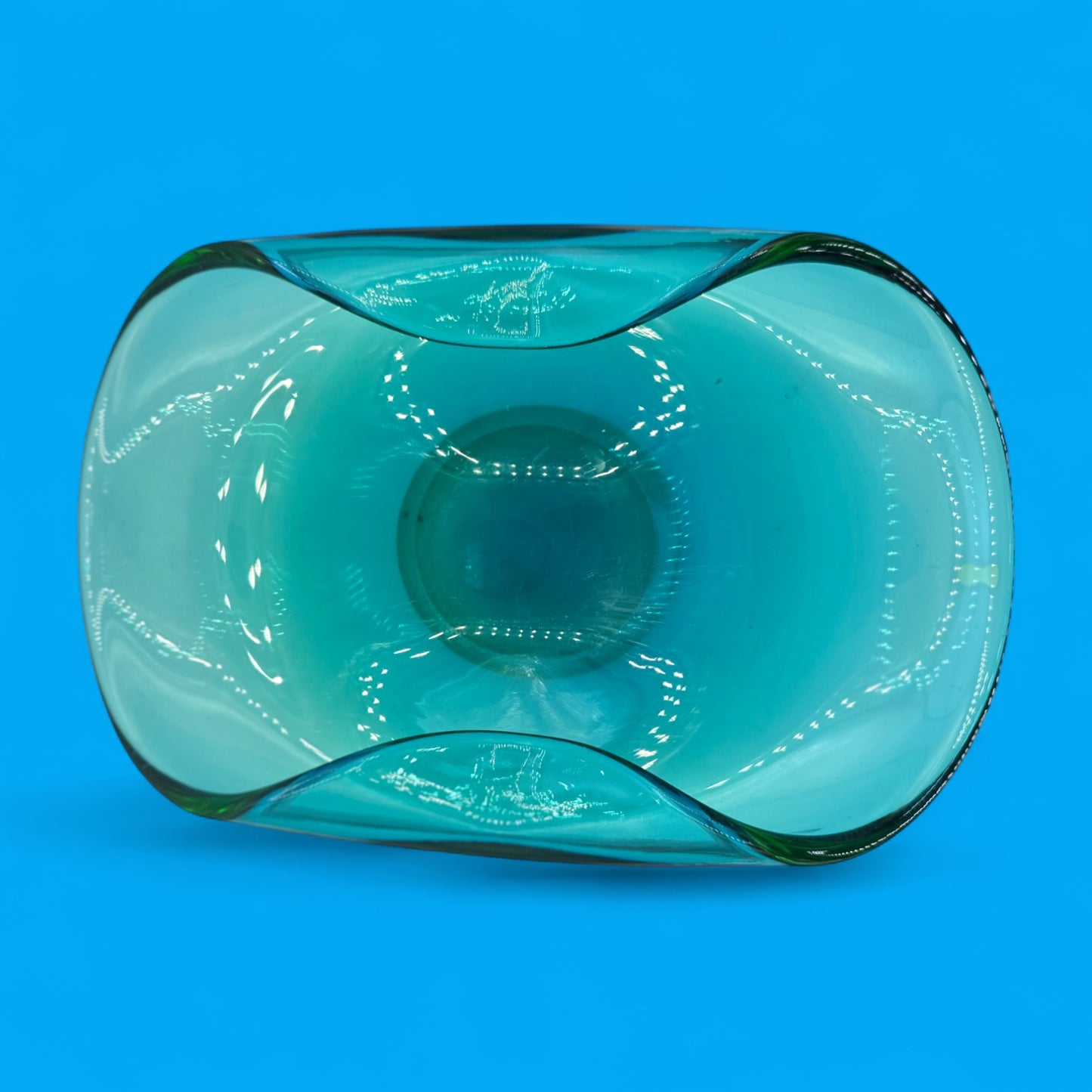 Murano Aqua Blue Art Glass Bowl Large Mid-Century Modern (MCM)