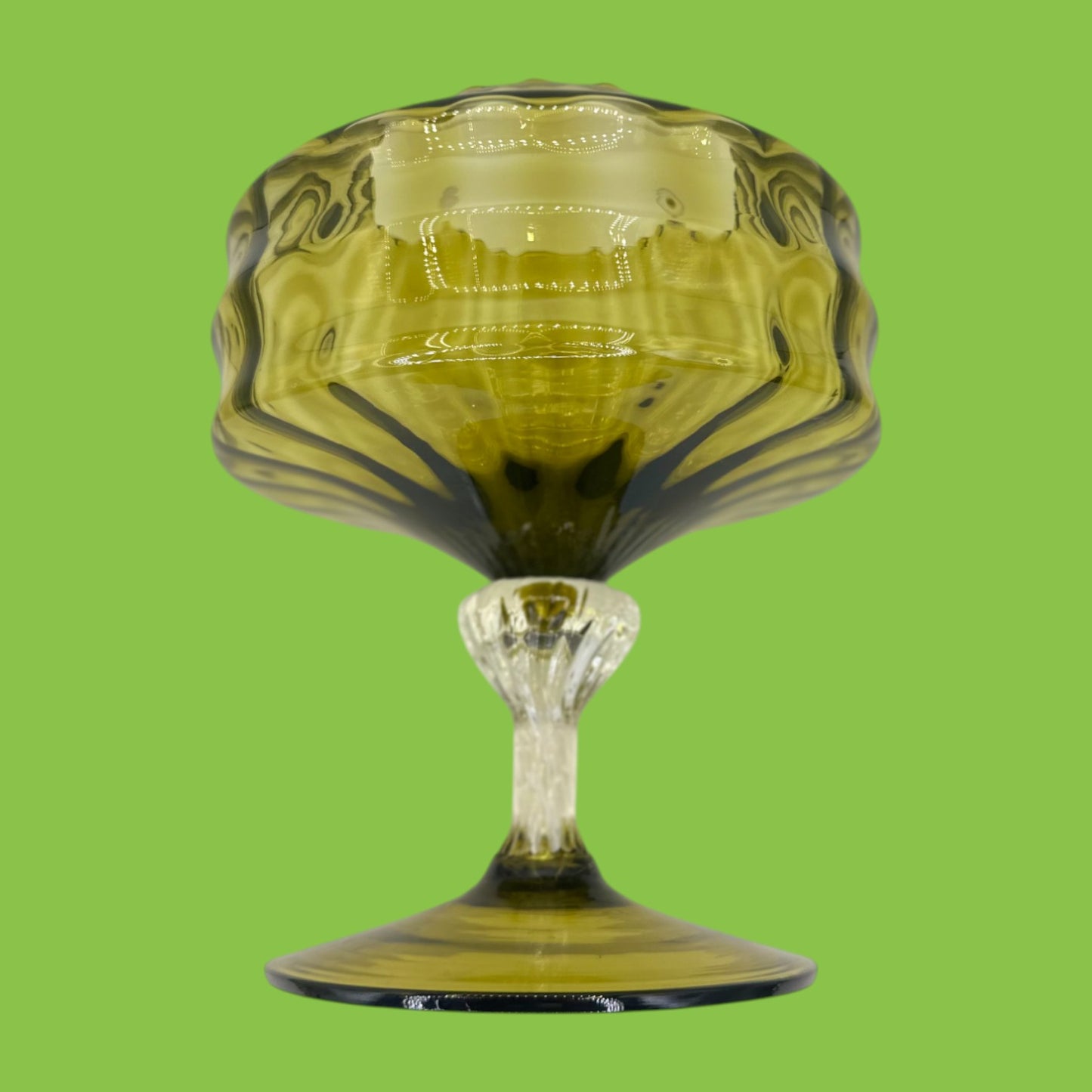 Olive Green Empoli Compote Covered Jar Mid Century Modern Italian Retro Vintage