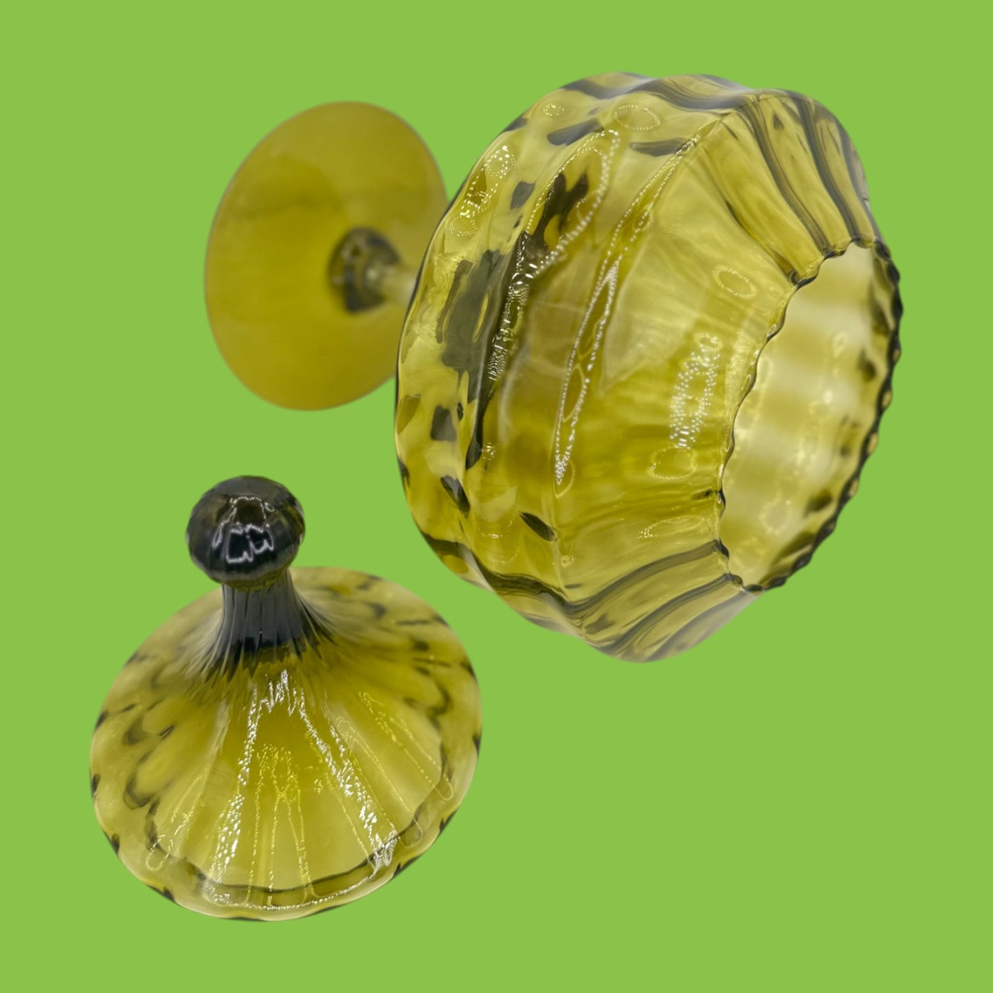Olive Green Empoli Compote Covered Jar Mid Century Modern Italian Retro Vintage