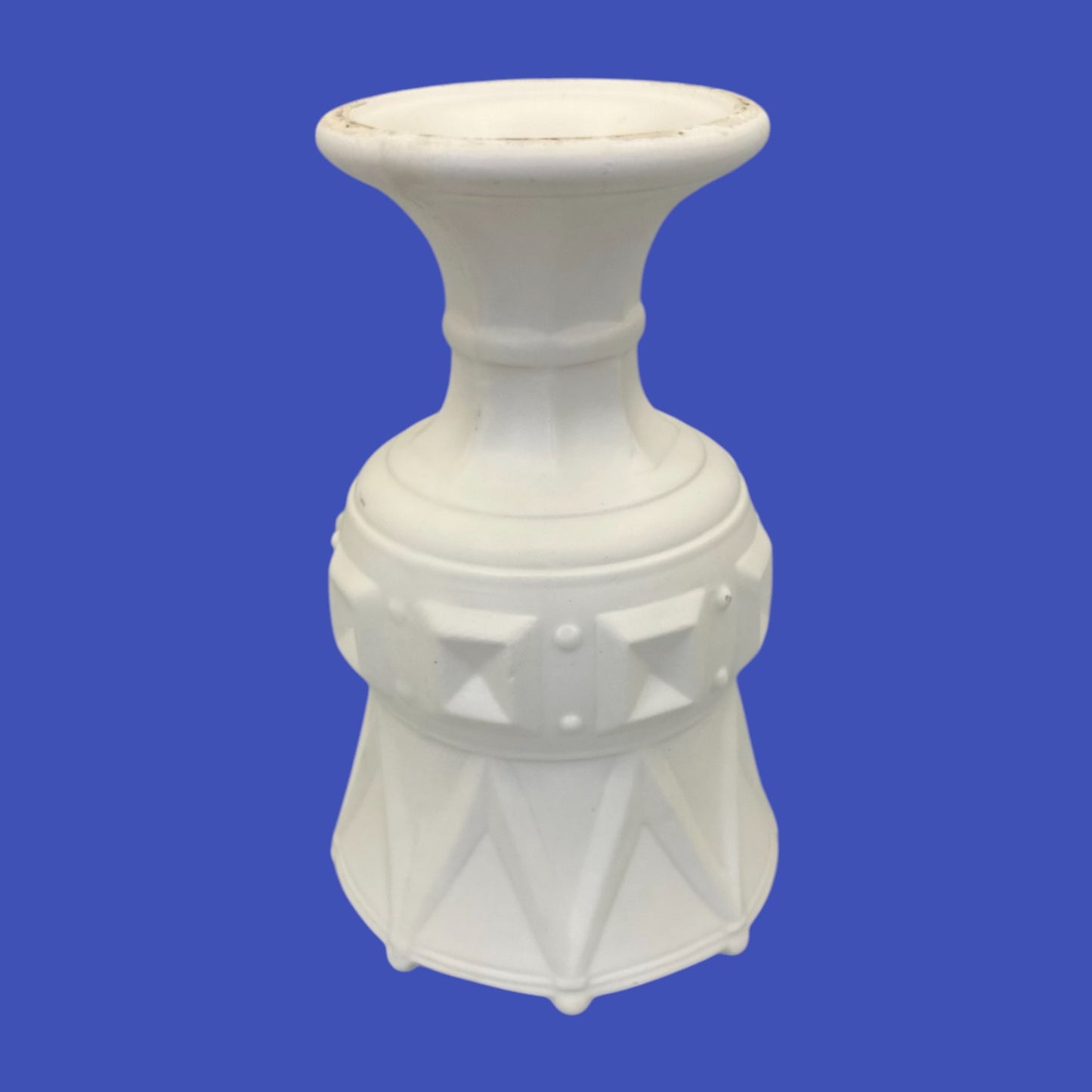 Vintage Handmade Pottery Vase White Slipform Brutalist Design