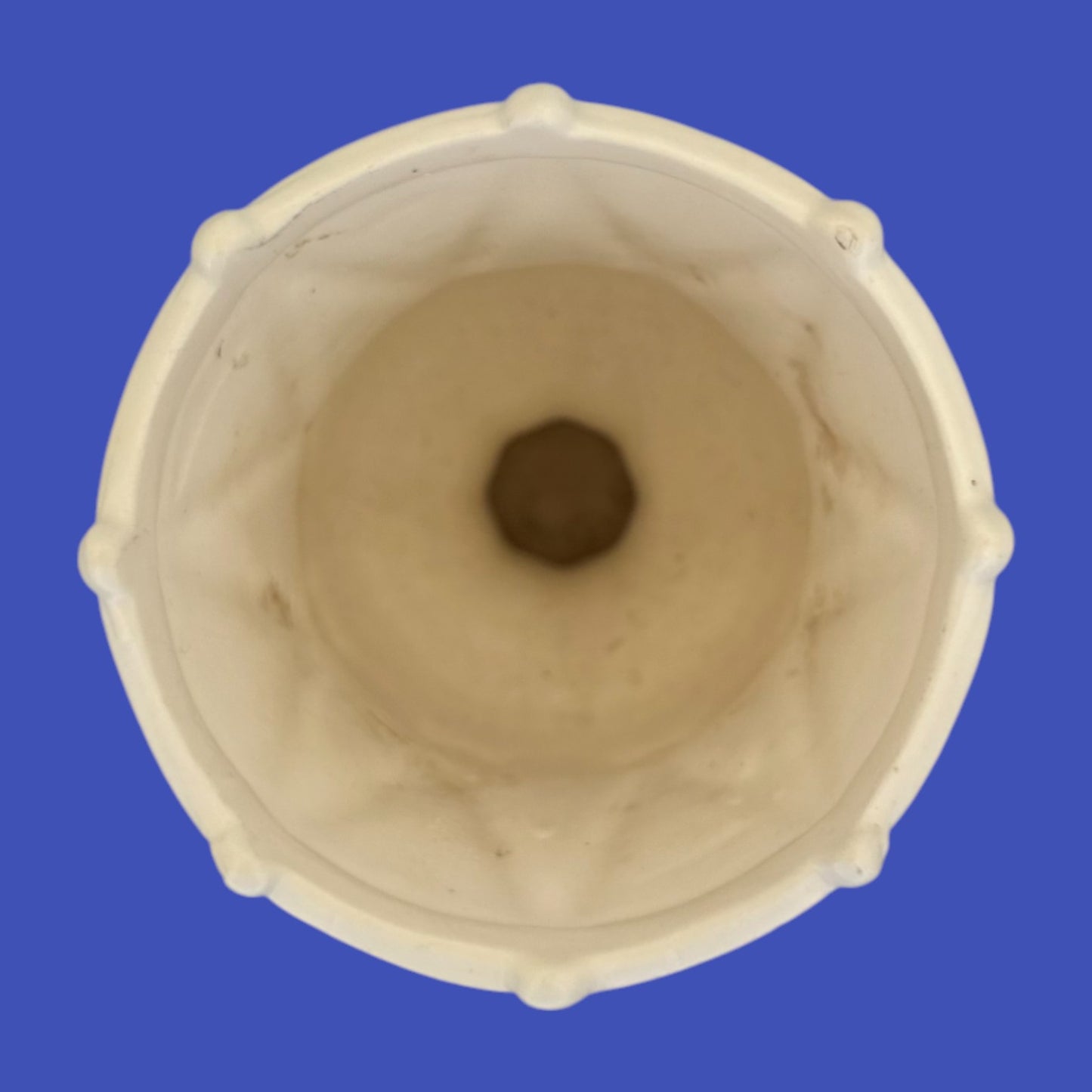 Vintage Handmade Pottery Vase White Slipform Brutalist Design