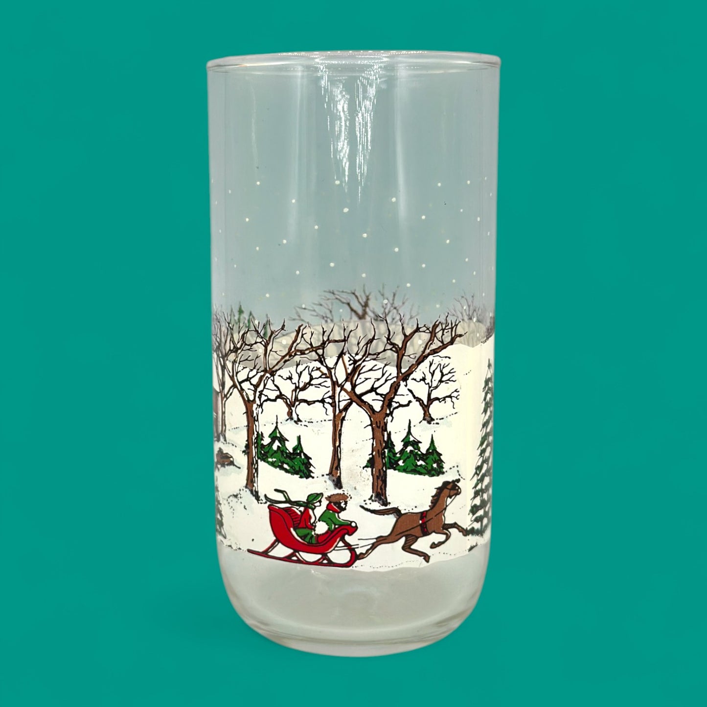 Vintage Libbey Winter Village Christmas Tumblers Set of 4 16oz Glasses