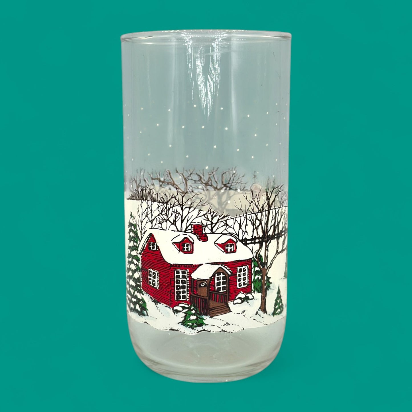 Vintage Libbey Winter Village Christmas Tumblers Set of 4 16oz Glasses