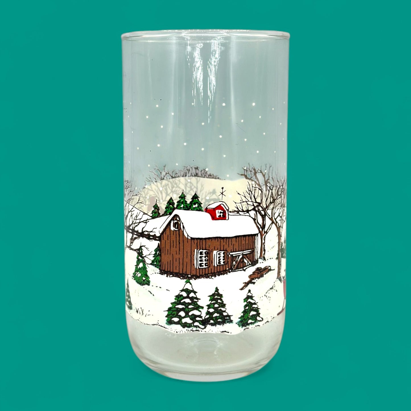Vintage Libbey Winter Village Christmas Tumblers Set of 4 16oz Glasses