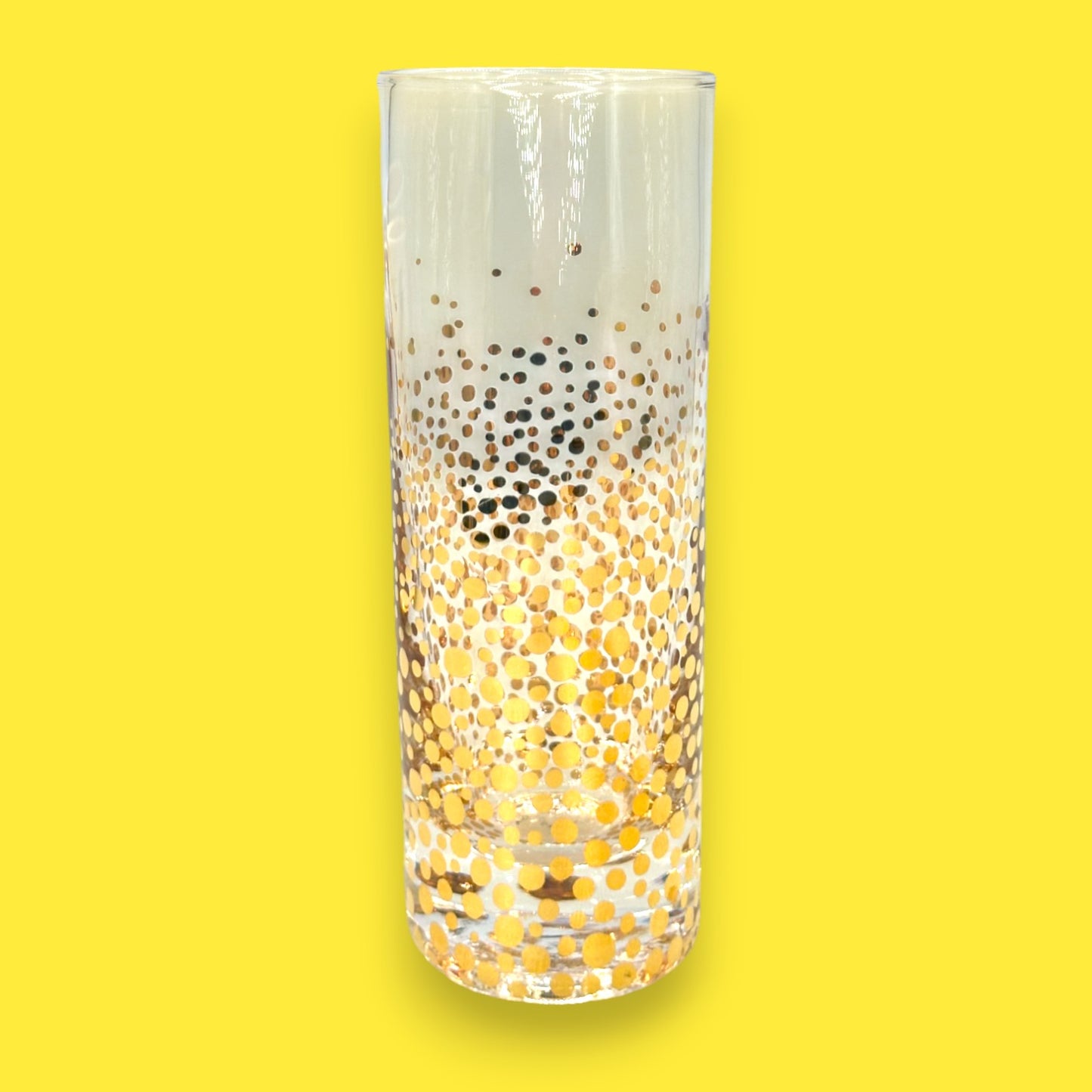 Set of 4 Gold Sparkling Confetti Champagne Flutes – 9 oz Tall Glasses Barware