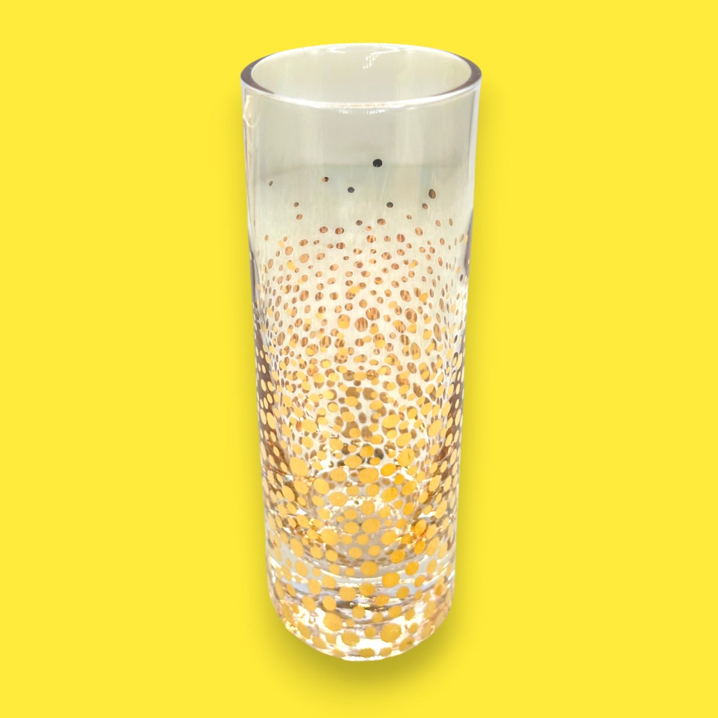 Set of 4 Gold Sparkling Confetti Champagne Flutes – 9 oz Tall Glasses Barware
