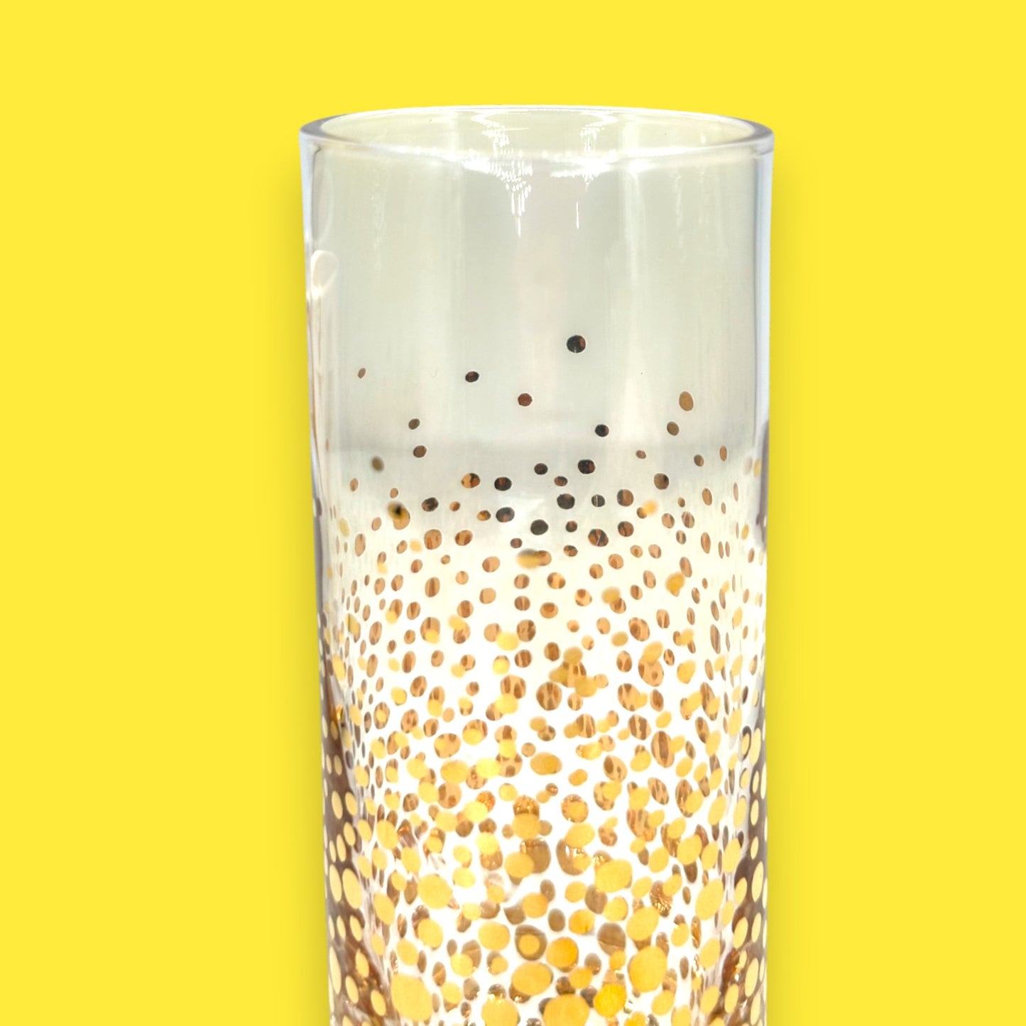 Set of 4 Gold Sparkling Confetti Champagne Flutes – 9 oz Tall Glasses Barware