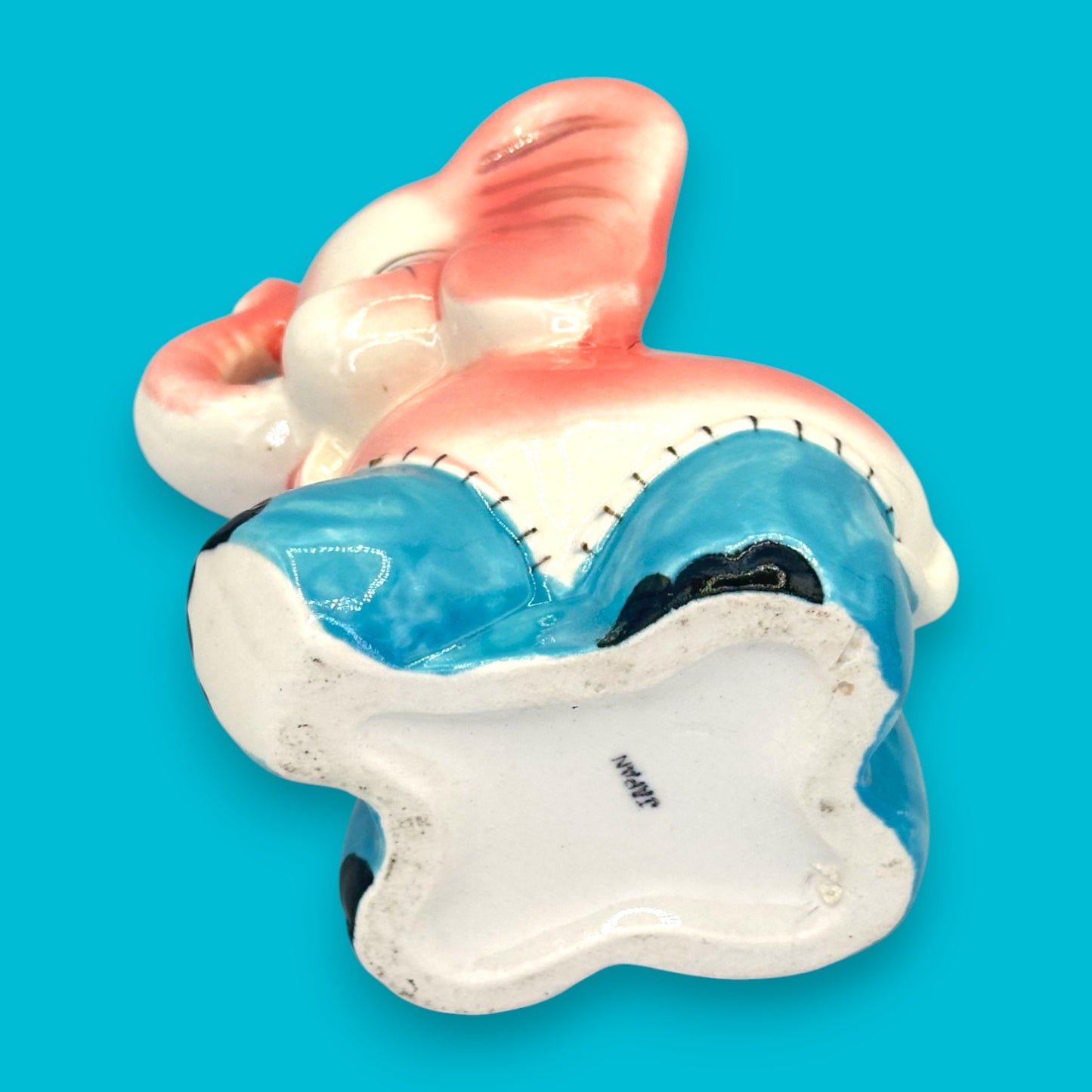 Vintage Circus Elephant Planter Pink Blue White MCM Kitsch Japan