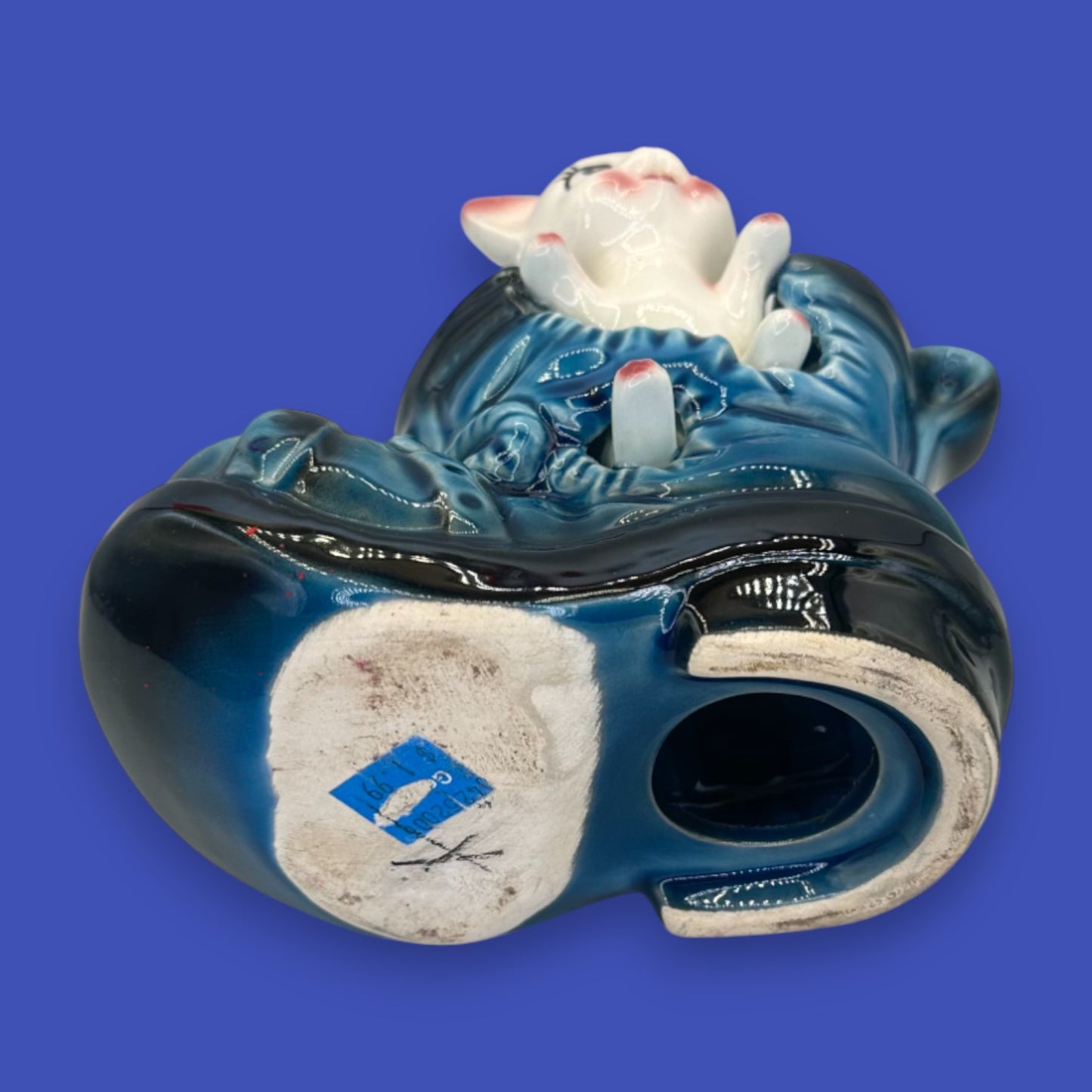 Vintage Cat in Boot Piggy Bank Ceramic Japan 1950s Collectible Figurine