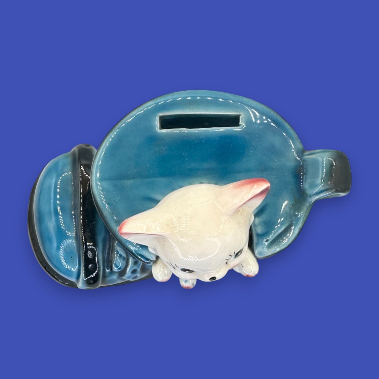 Vintage Cat in Boot Piggy Bank Ceramic Japan 1950s Collectible Figurine