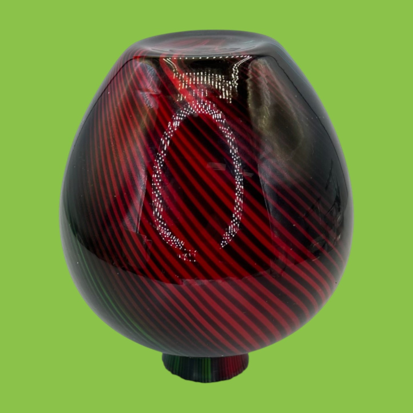 Vintage Murano Glass Vase – Black with Colorful Swirl Design
