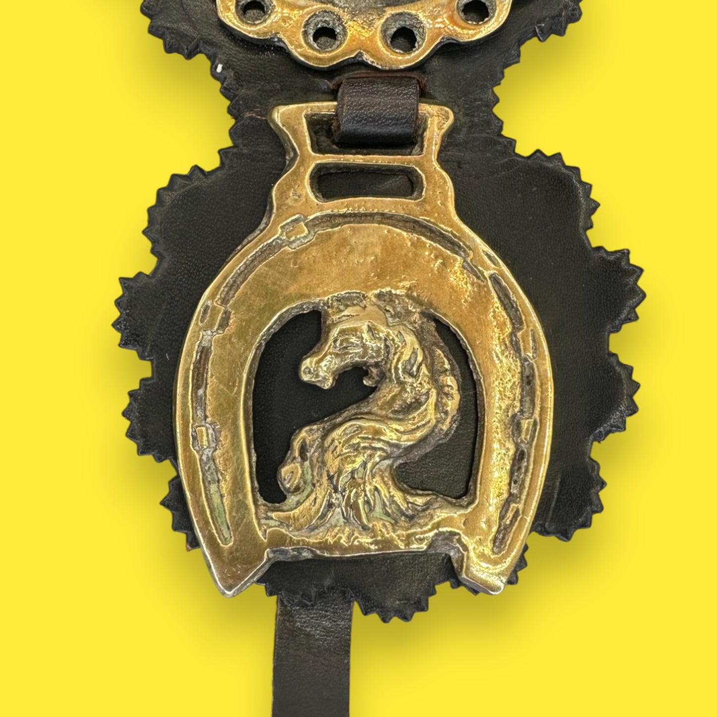 Vintage Horse Brass Medallions on a Leather Strap
