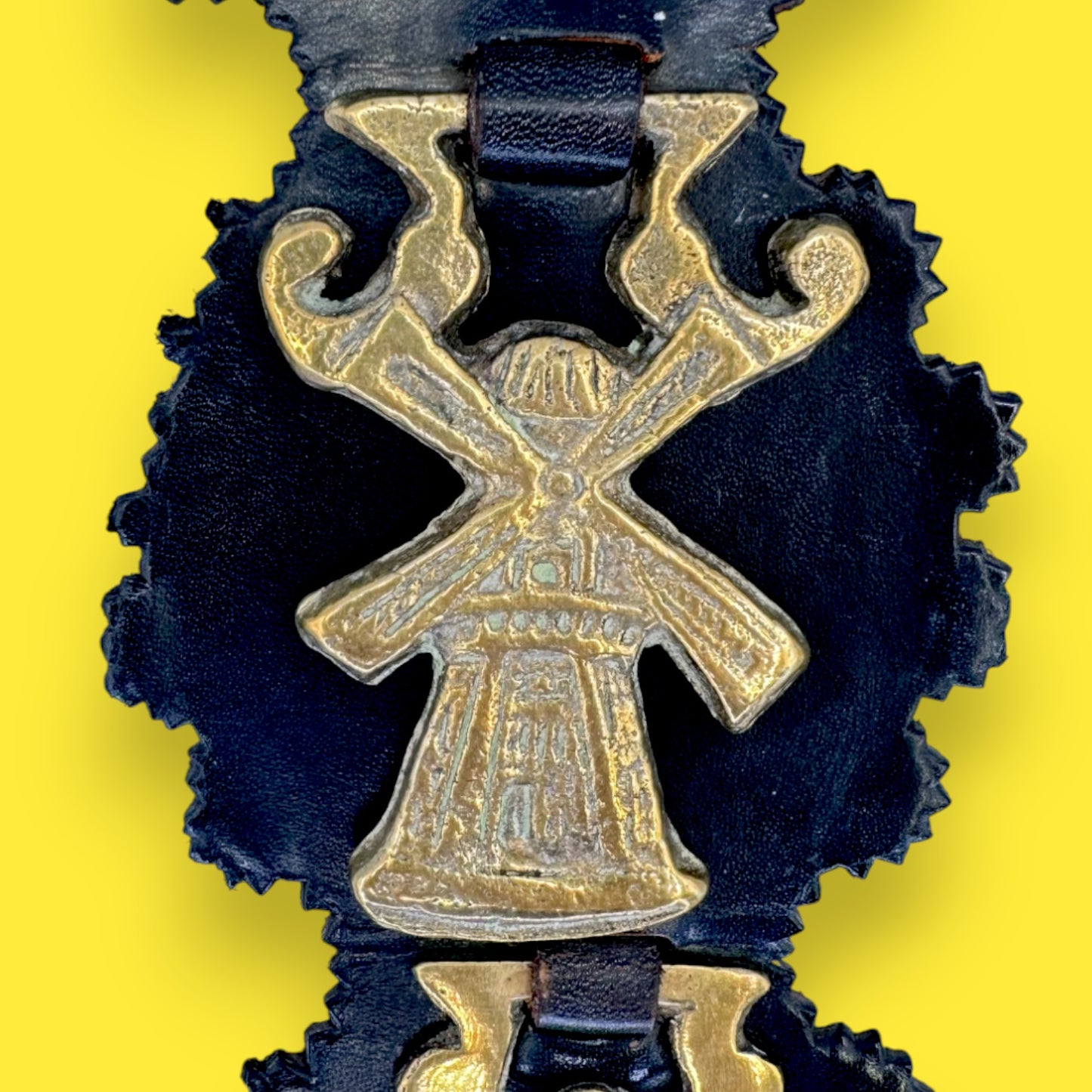 Vintage Horse Brass Medallions on a Leather Strap