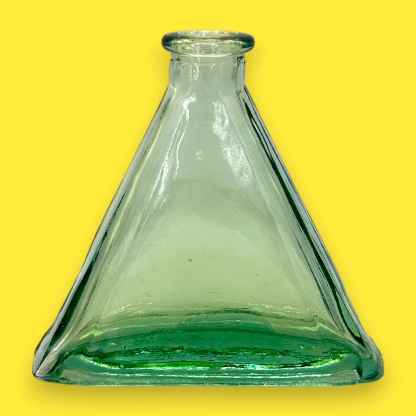 Vintage Green Triangle Apothecary Bottle – Timeless Glass Décor Accent