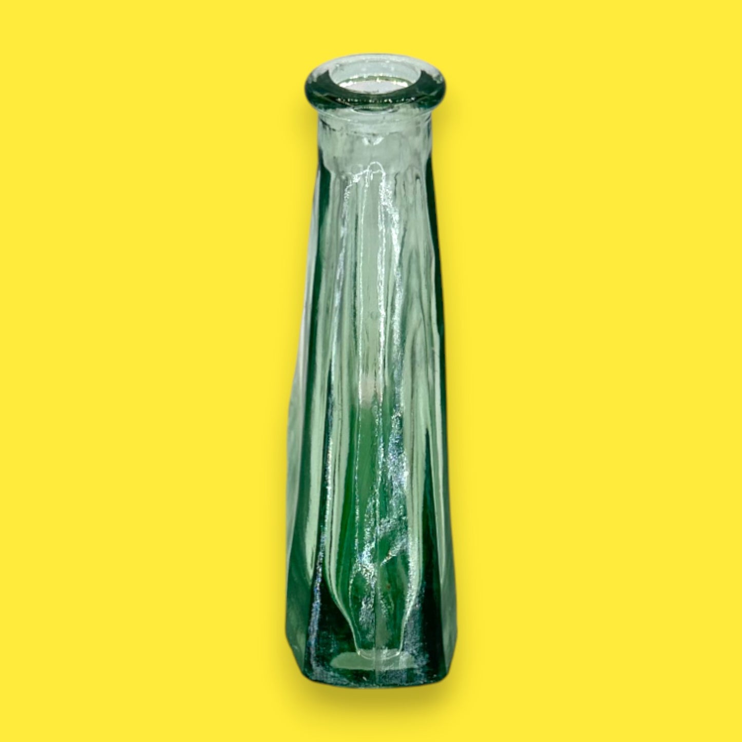 Vintage Green Triangle Apothecary Bottle – Timeless Glass Décor Accent