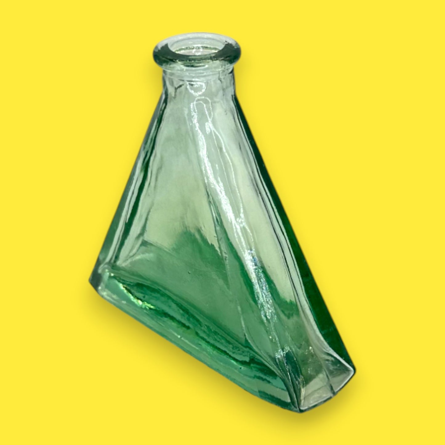 Vintage Green Triangle Apothecary Bottle – Timeless Glass Décor Accent