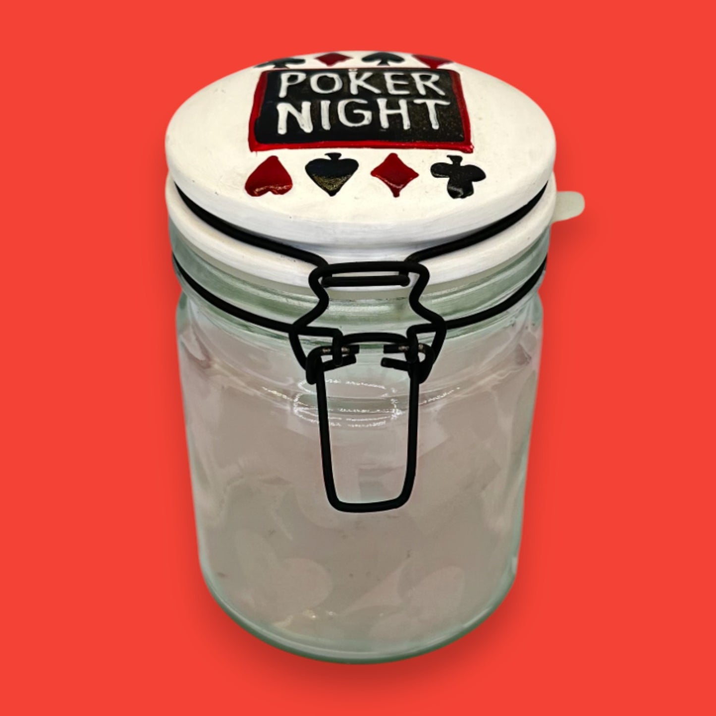 Poker Night Ceramic Money & Poker Chip Holder Jar