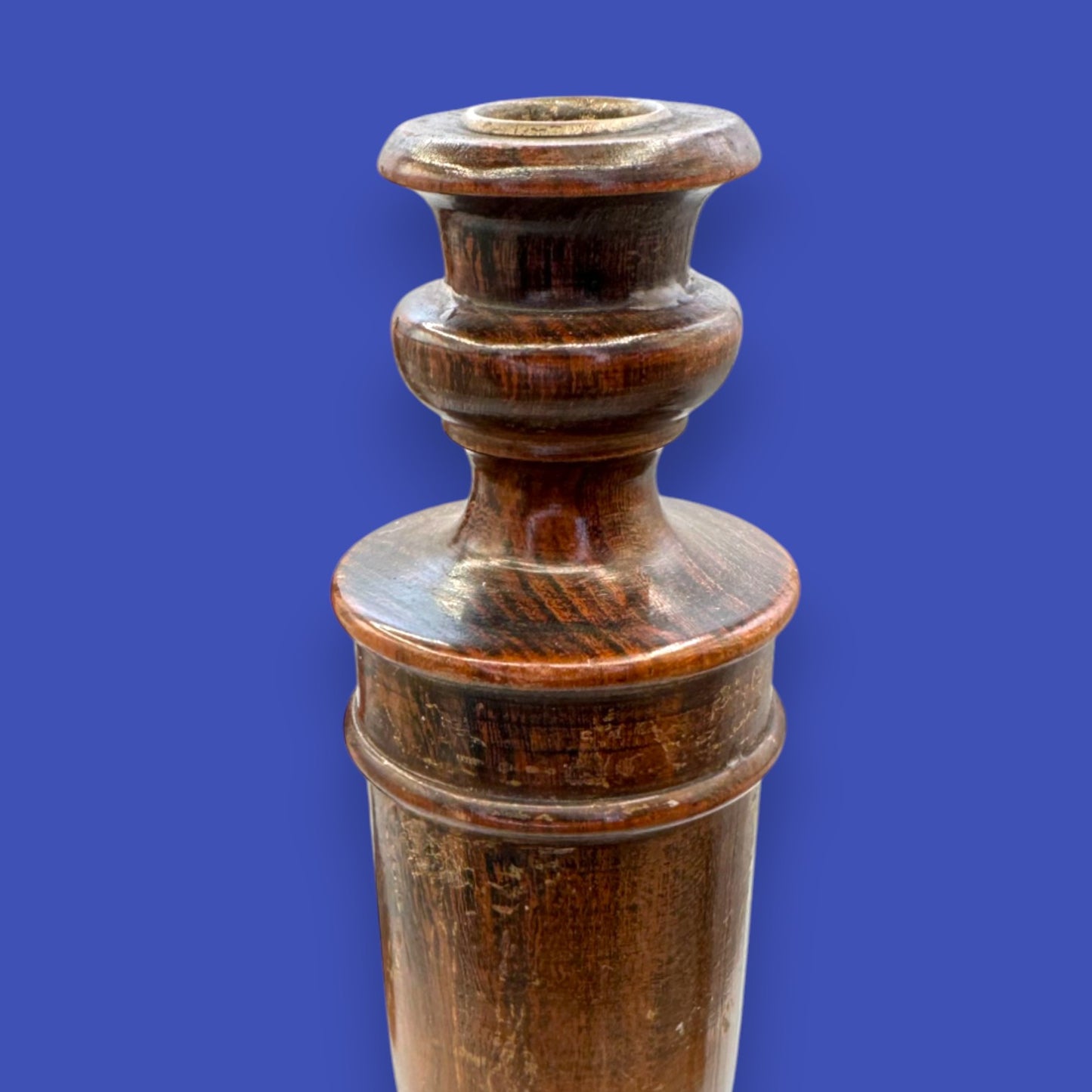 Pair of Antique Wooden Candlesticks - Oak Arts & Crafts 1900-1940