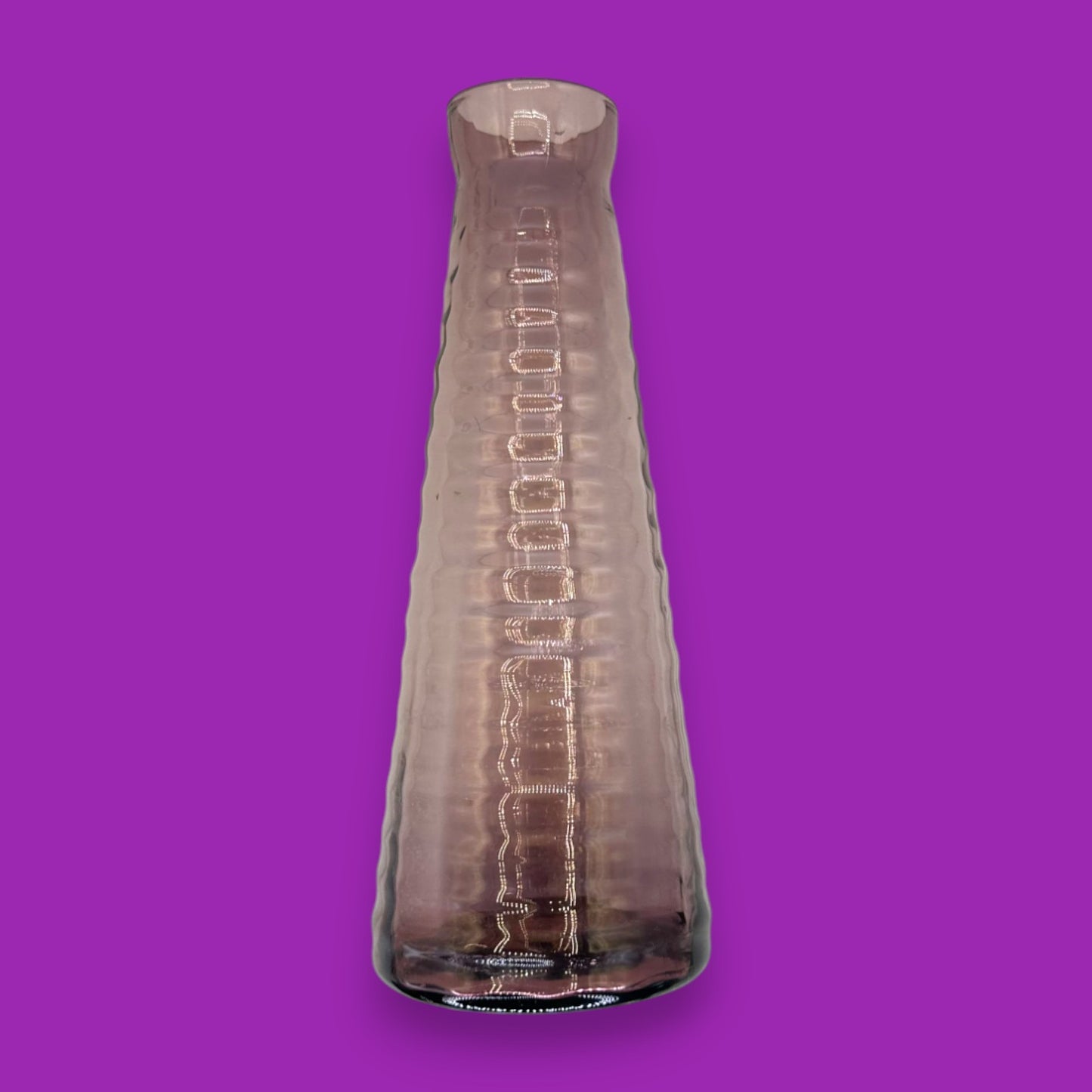 Vintage Ribbed Round Amethyst Glass Bottle – Vase
