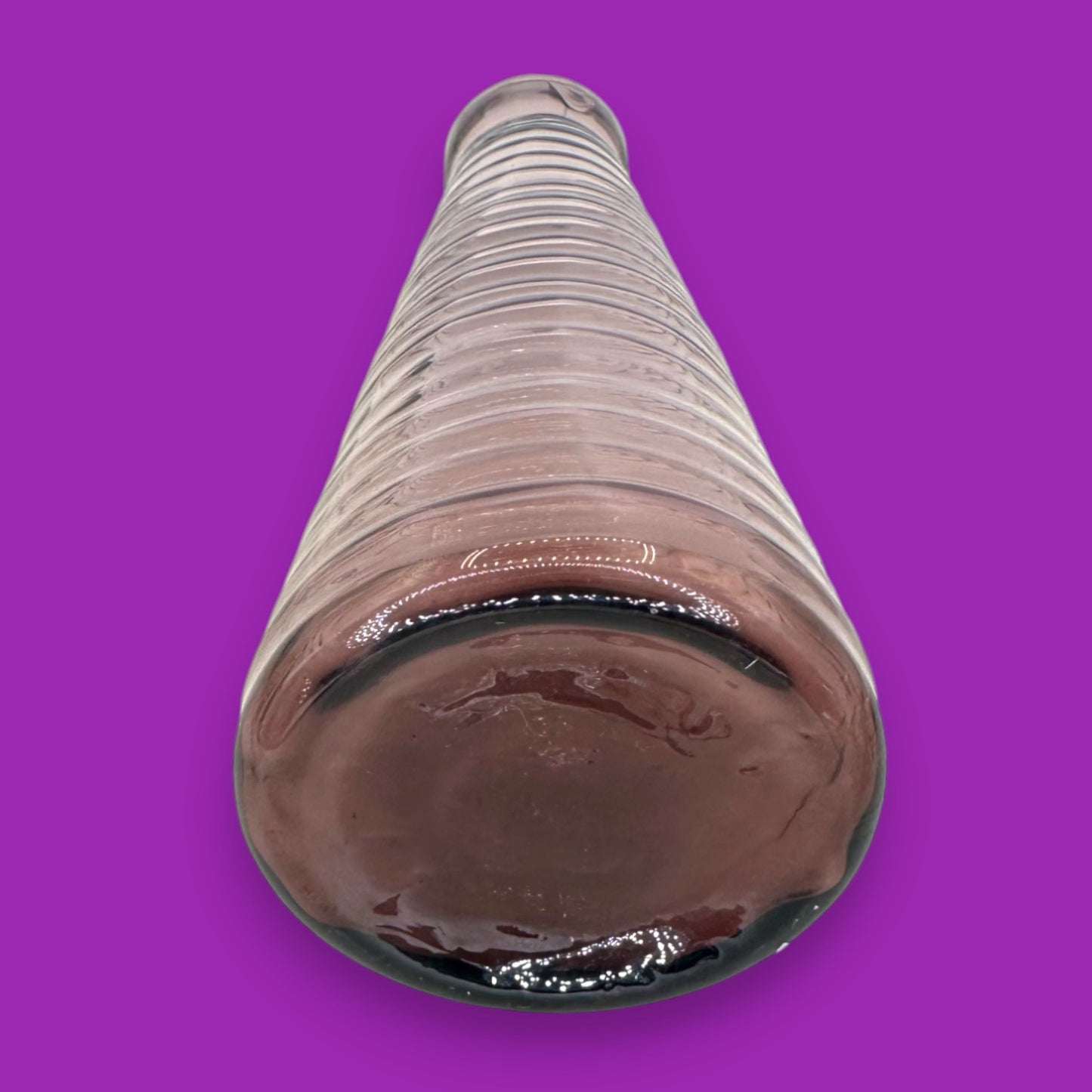 Vintage Ribbed Round Amethyst Glass Bottle – Vase