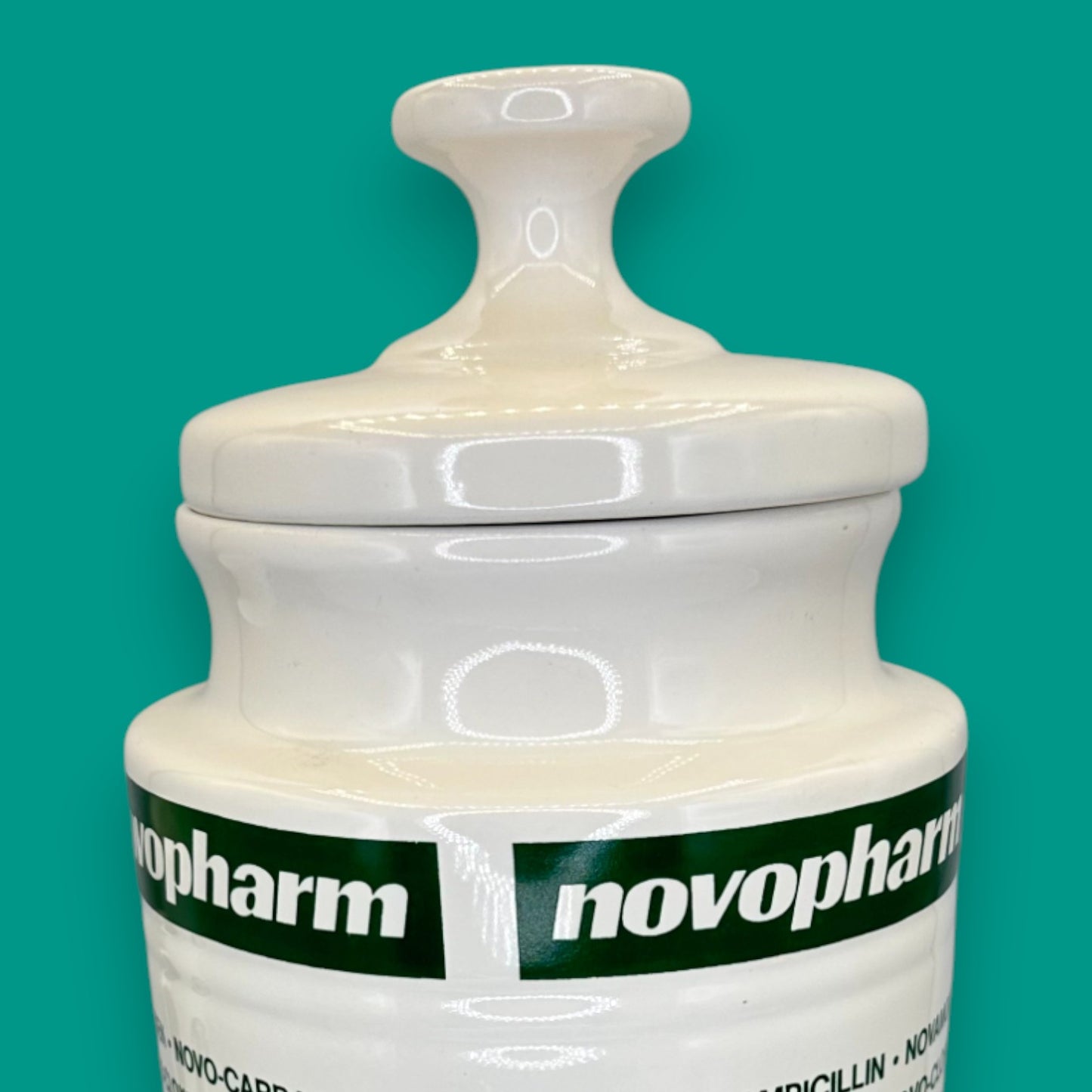 Vintage Novopharm Advertising Apothecary / Pharmacist Ceramic Jar with Lid