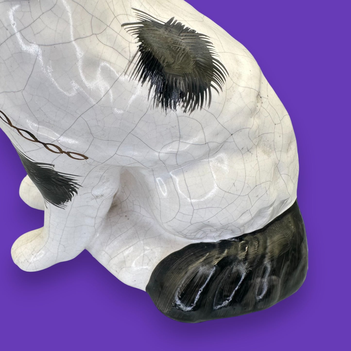 Antique Staffordshire Dog Hand-Painted Figurine – Black & White Spaniel