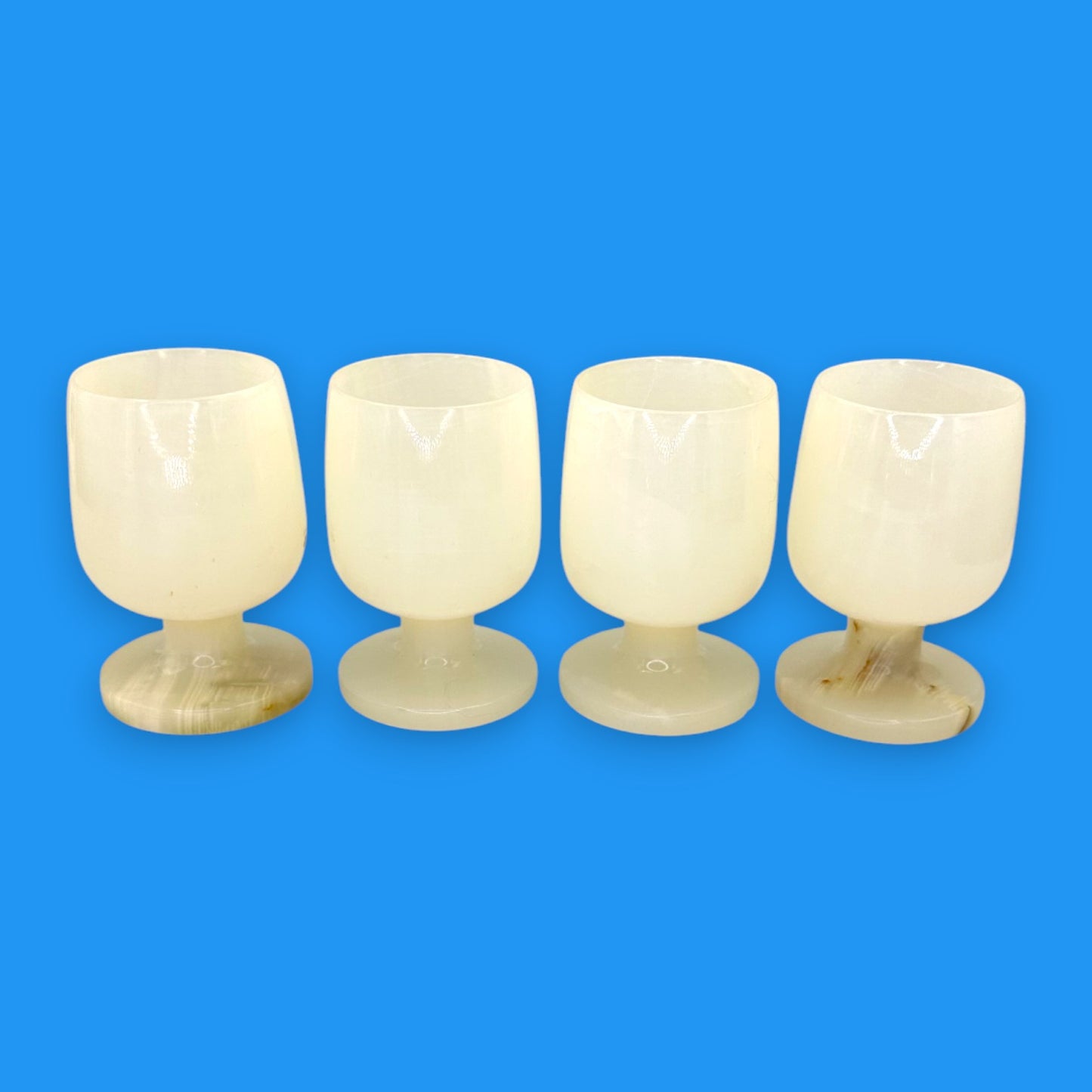 Vintage Onyx Marble Wine Goblets – Mid-Century Barware Set of 4